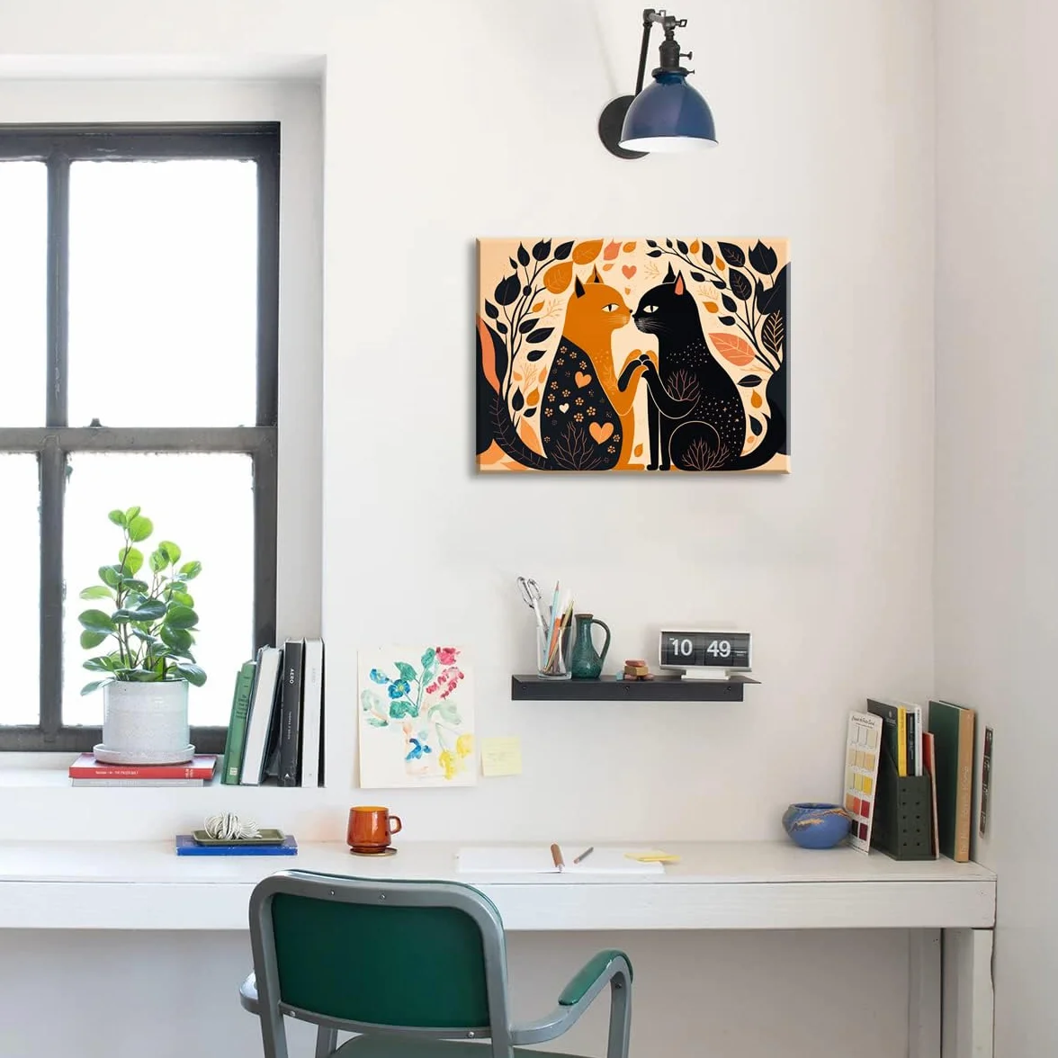 Obrazy z Kotami na Płótnie 40x30 cm Dekoracja Ścienna z Ramą