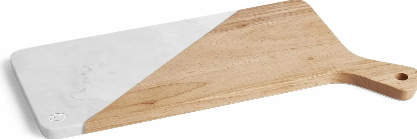 Springlane deska do serwowania – drewno kauczukowe i marmur – 42 x 22 x 1,5 cm – deska do sera