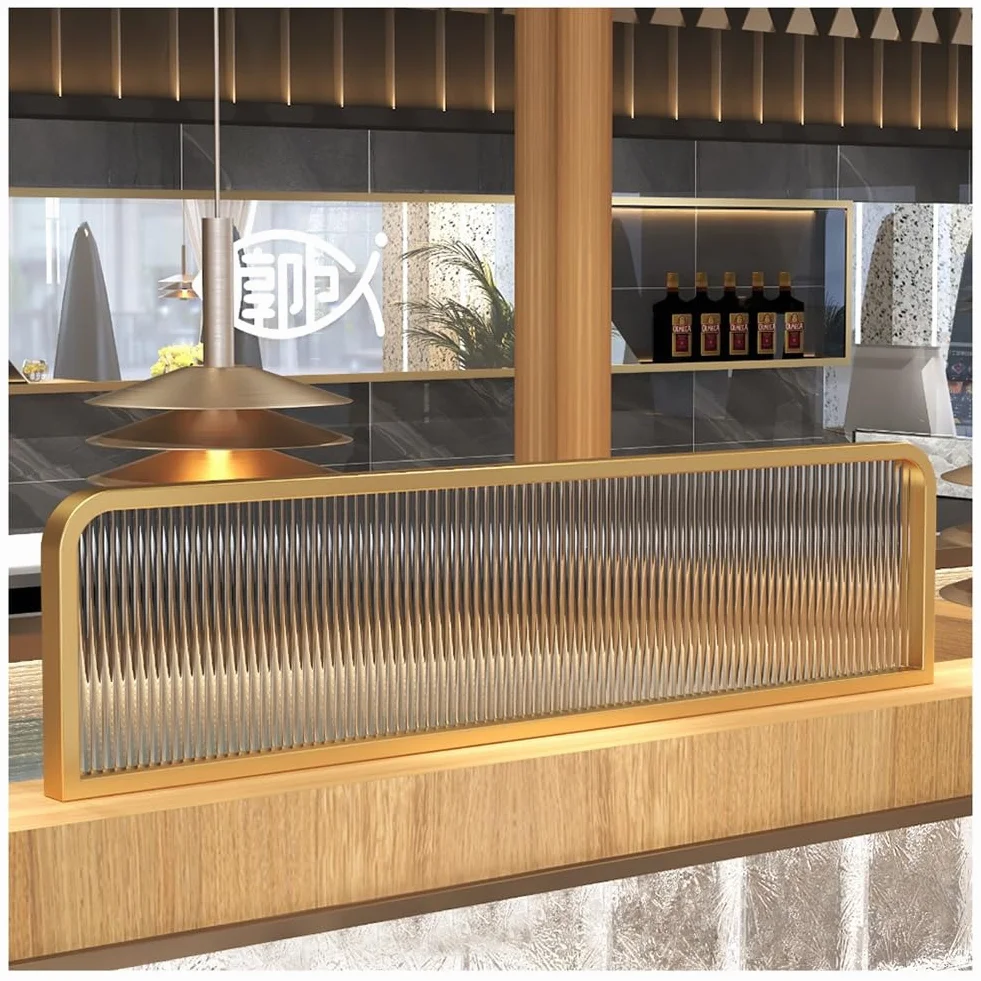 Złoty panel działowy na biurko, 0,9 m x 30 cm, przegroda biurowa, przegroda do restauracji i hotelu, stylowa do przestrzeni roboczych, zwiększająca produktywność i estetykę