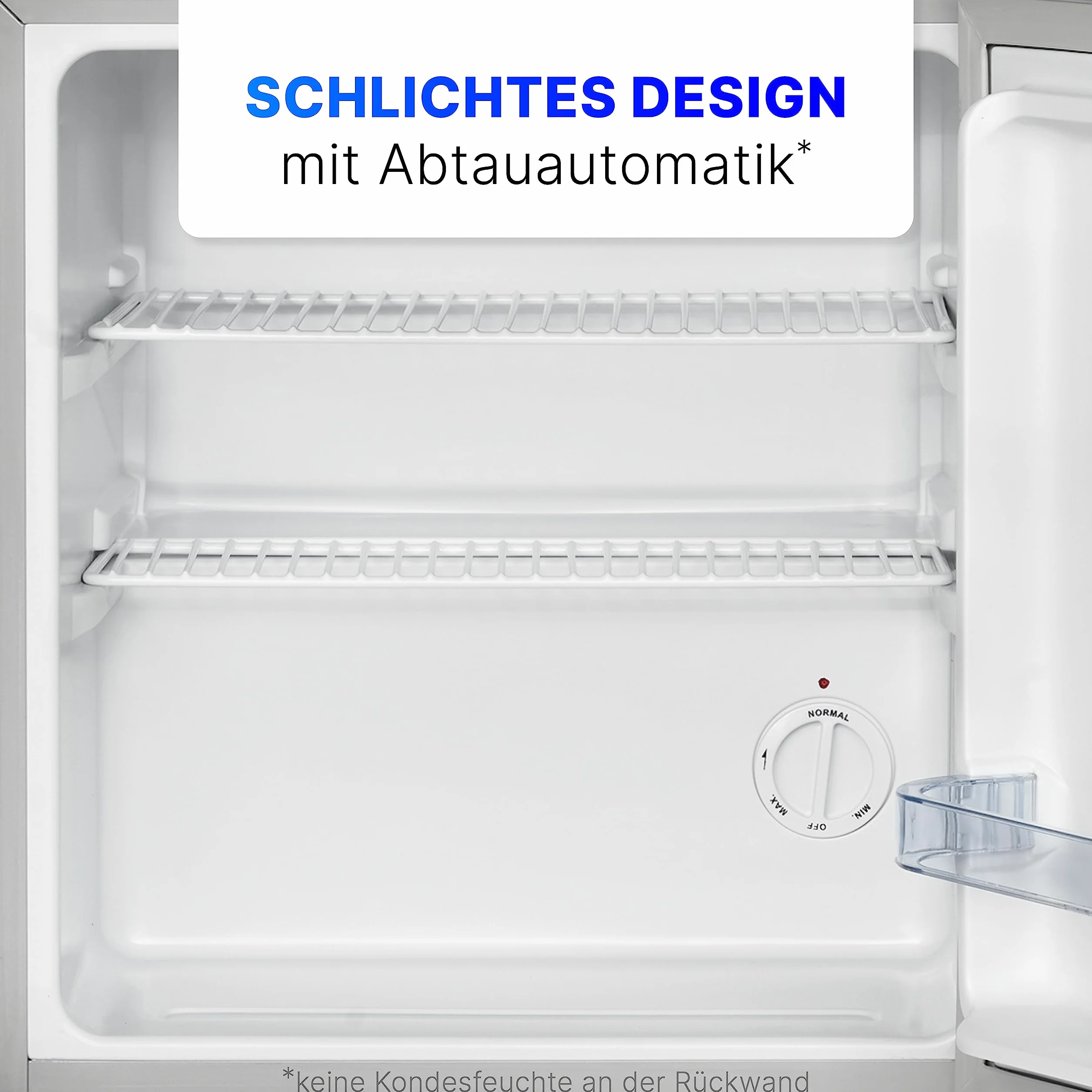 Bomann® Mini lodówka 42 l | mała lodówka na napoje, do biura, na kemping i do gier, cicha, 39 dB, minibar z wymiennym ogranicznikiem drzwiowym, 51 x 45 x 45 cm, KB 7346 inox