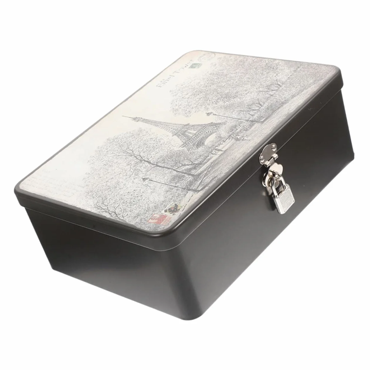 LALAFINA Skrzynka Metalowa z Zamkiem Praktyczny Pojemnik Biżuterię i Drobiazgi Stylowy Organizer z Pokrywą Idealny Lub Do Dekoracji Wnętrz