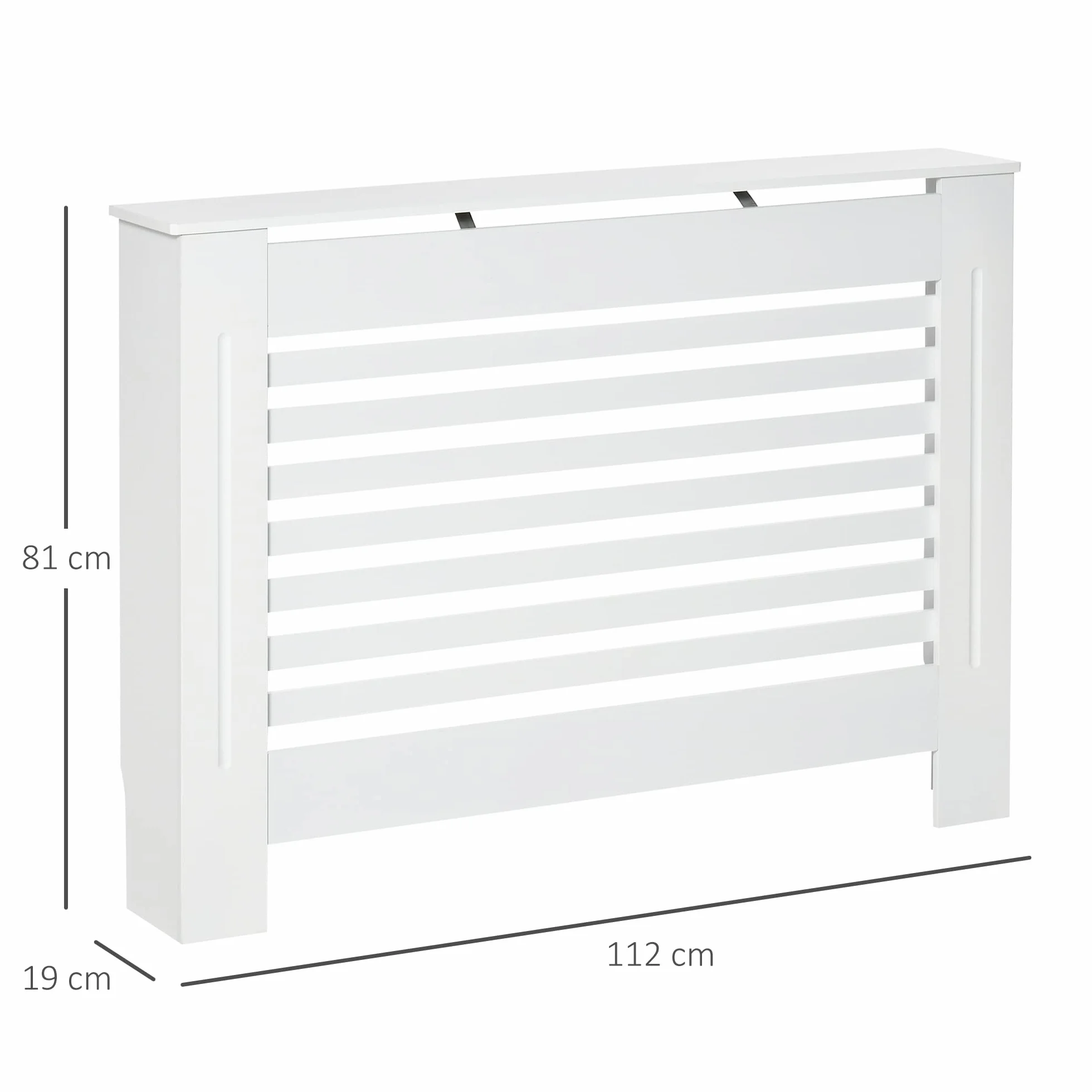 homcom MDF Pokrywa grzejnika drewniana szafka półka dom biuro pionowy stelaż wentylowany biały 112 L x 19 szer. x 81 H, drewno, cm