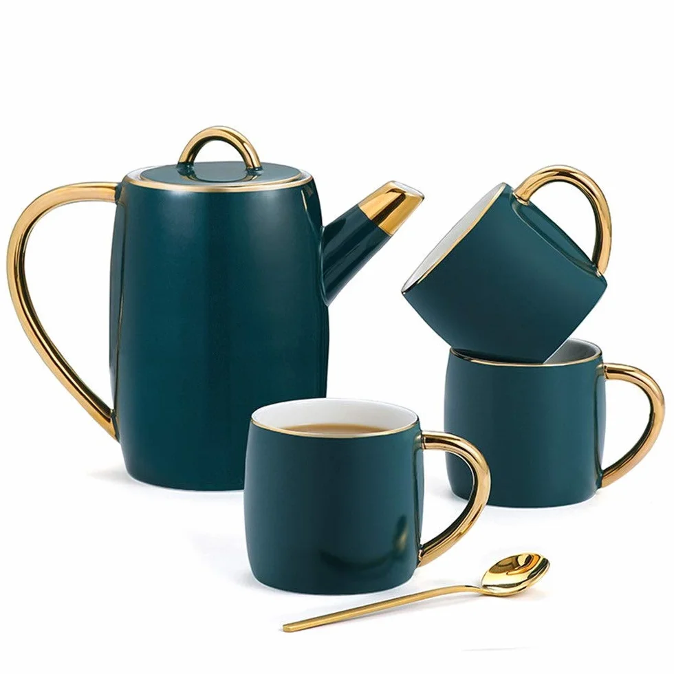 XINGYU Zestawy do herbaty 6-częściowa filiżanka i taca do kawy popołudniowa herbata naczynia do picia zestaw do kawy 8 sztuk w stylu nordyckim glazurowana porcelana serwis do kawy i herbaty na imprezę i kolację do domu