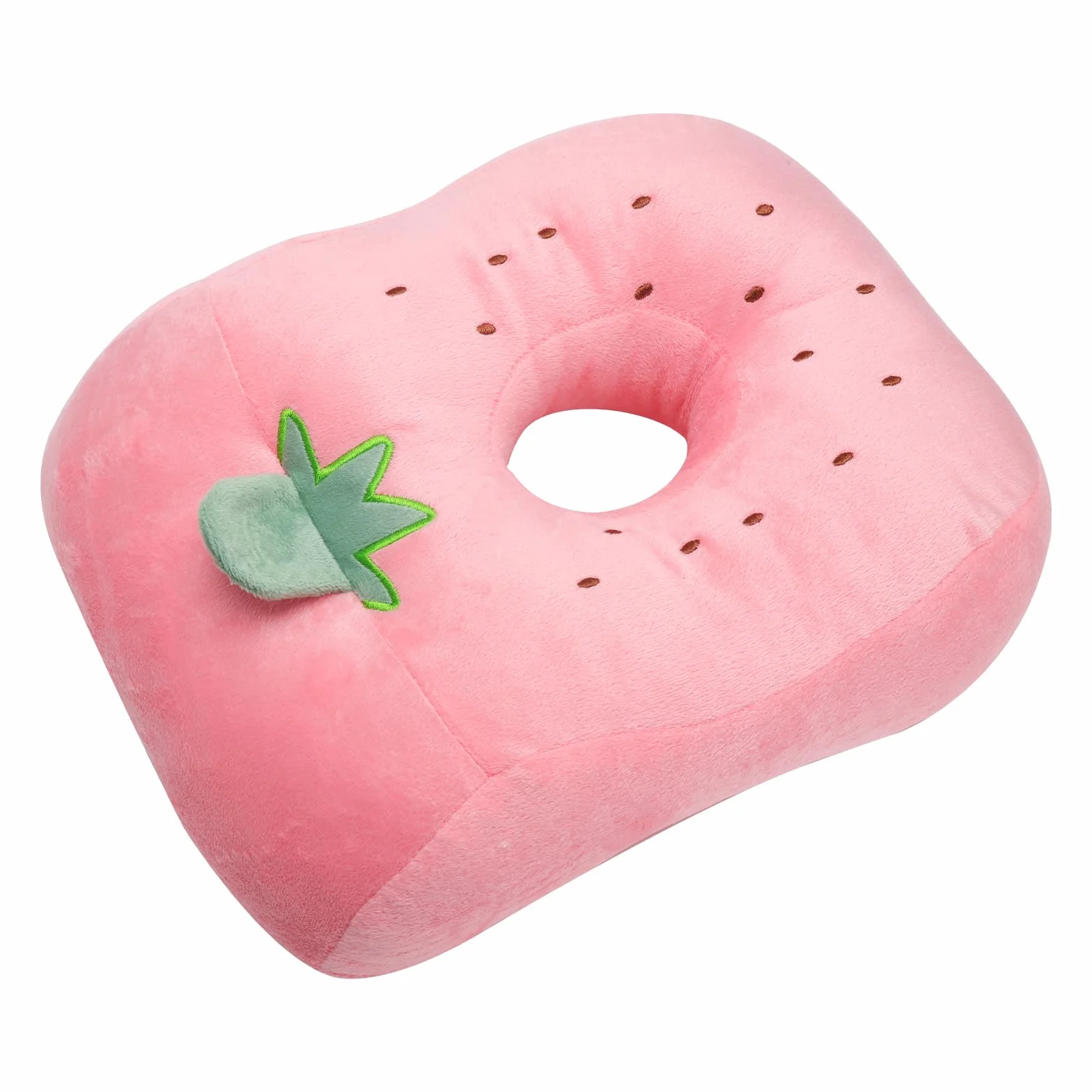 Poduszka do piercingu, poduszka z otworem, ergonomiczna poduszka pod kark, różowa, dla osób śpiących na boku, podczas południa, w podróży, do biura, samolotu, miękka, urocza poduszka do piercingu z