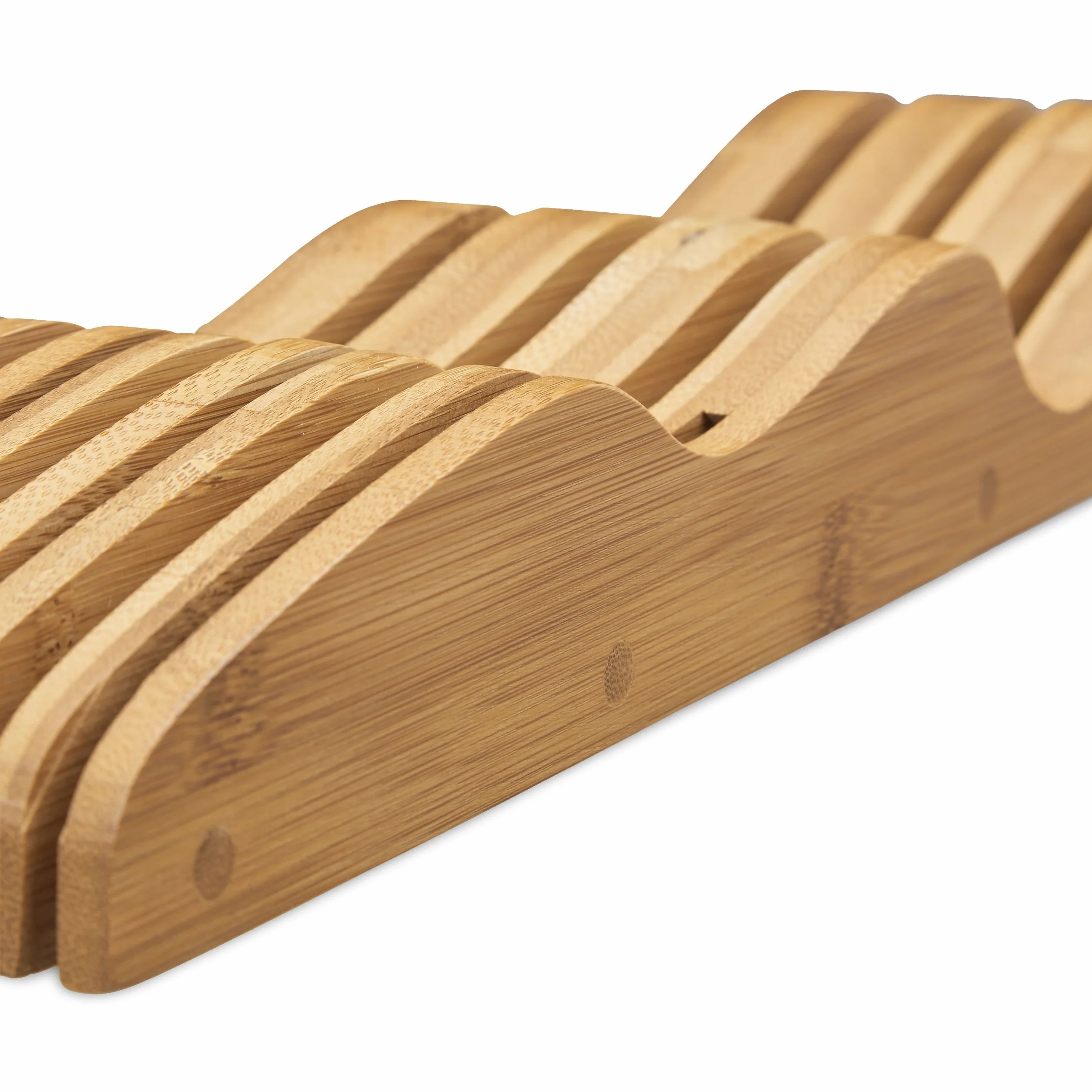 Relaxdays Bamboo Knife Block Naturalny Blok na Noże Szuflada, Bambus, Brązowy, 7 Noży