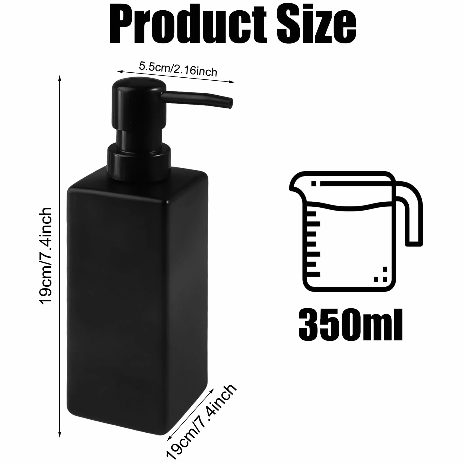 Dozownik mydła 350 ml czarny do kuchni i łazienki