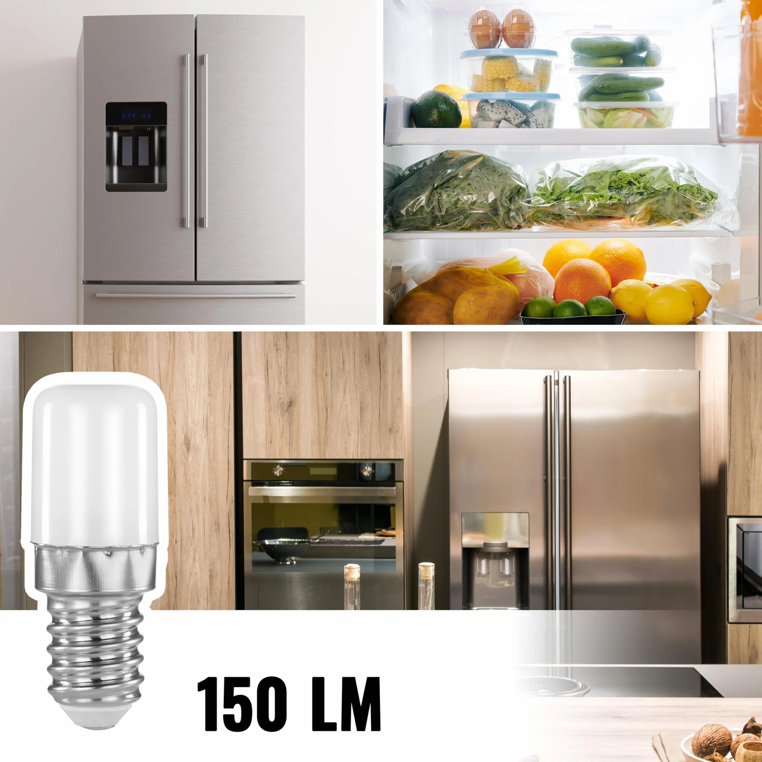 Poppstar żarówka LED do lodówek (E14, 1,6W, zimna biel, 150 lm (16W), 6000 K), 2 sztuki