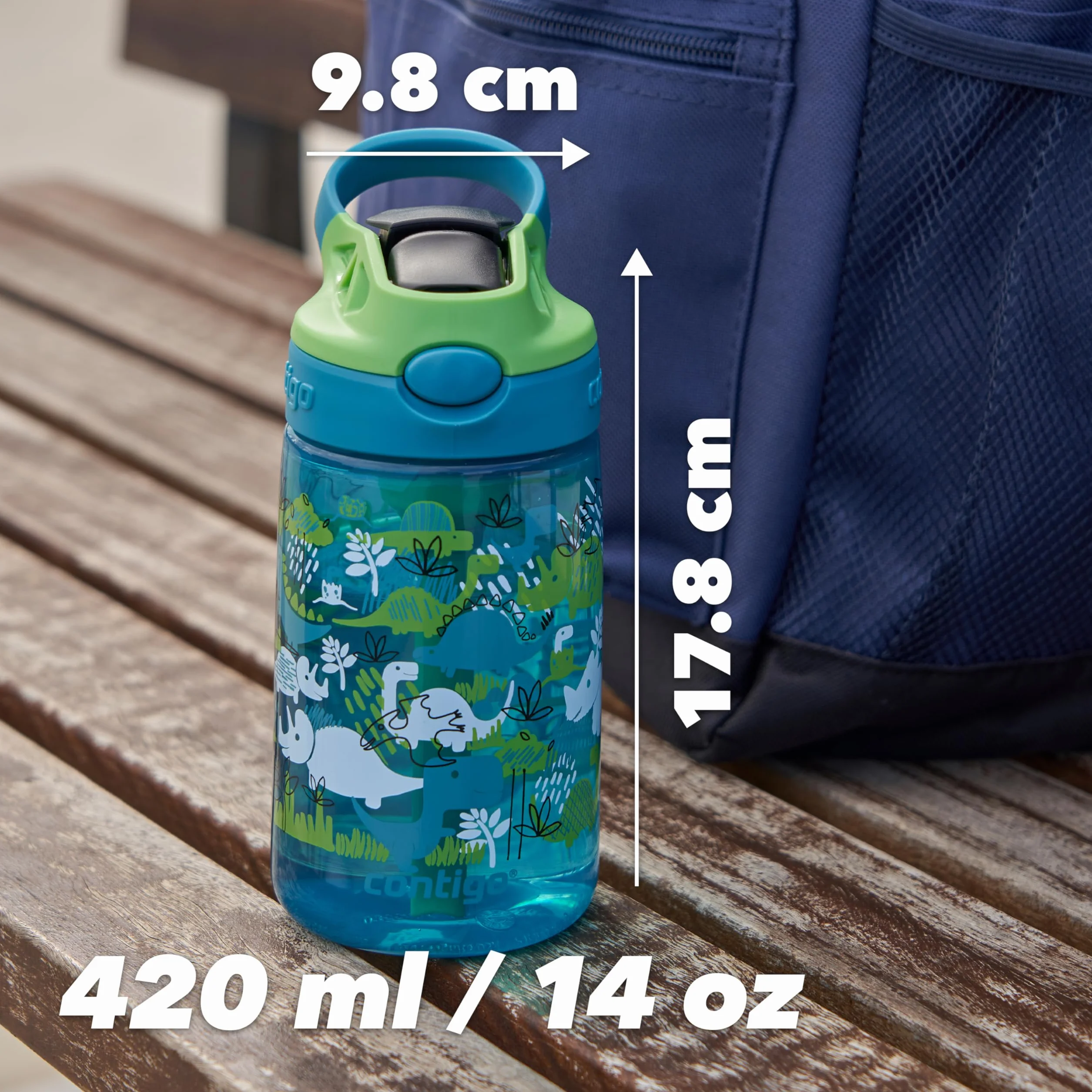 Contigo Easy Clean Autospout butelka dla dzieci, ze słomką, bez BPA, wytrzymała, 100% szczelna, łatwa do czyszczenia, idealna do przedszkola, szkoły, 420 ml, Blueberry Cosmos