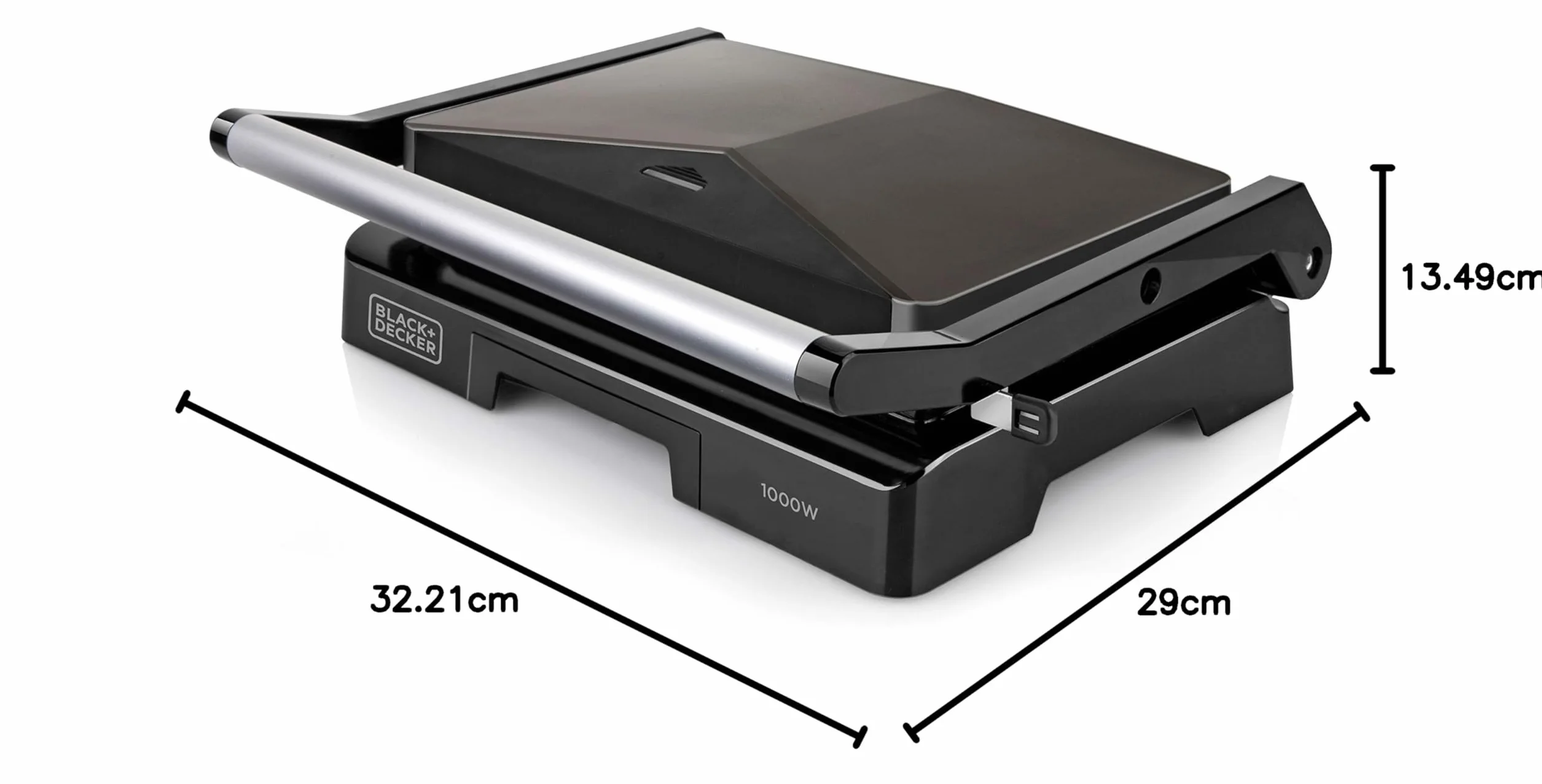 BLACK+DECKER BXGR1000E grill kontaktowy, 1000 W, tworzywo sztuczne, czarny