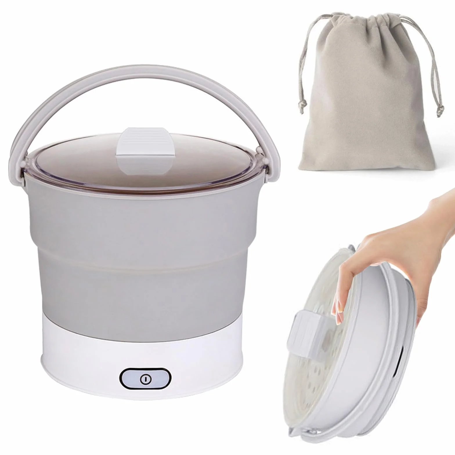 elektryczny garnek, składany, przenośny, pojemność 1 l, mini garnek do mieszkania, na kemping, do domu, biura, podróży