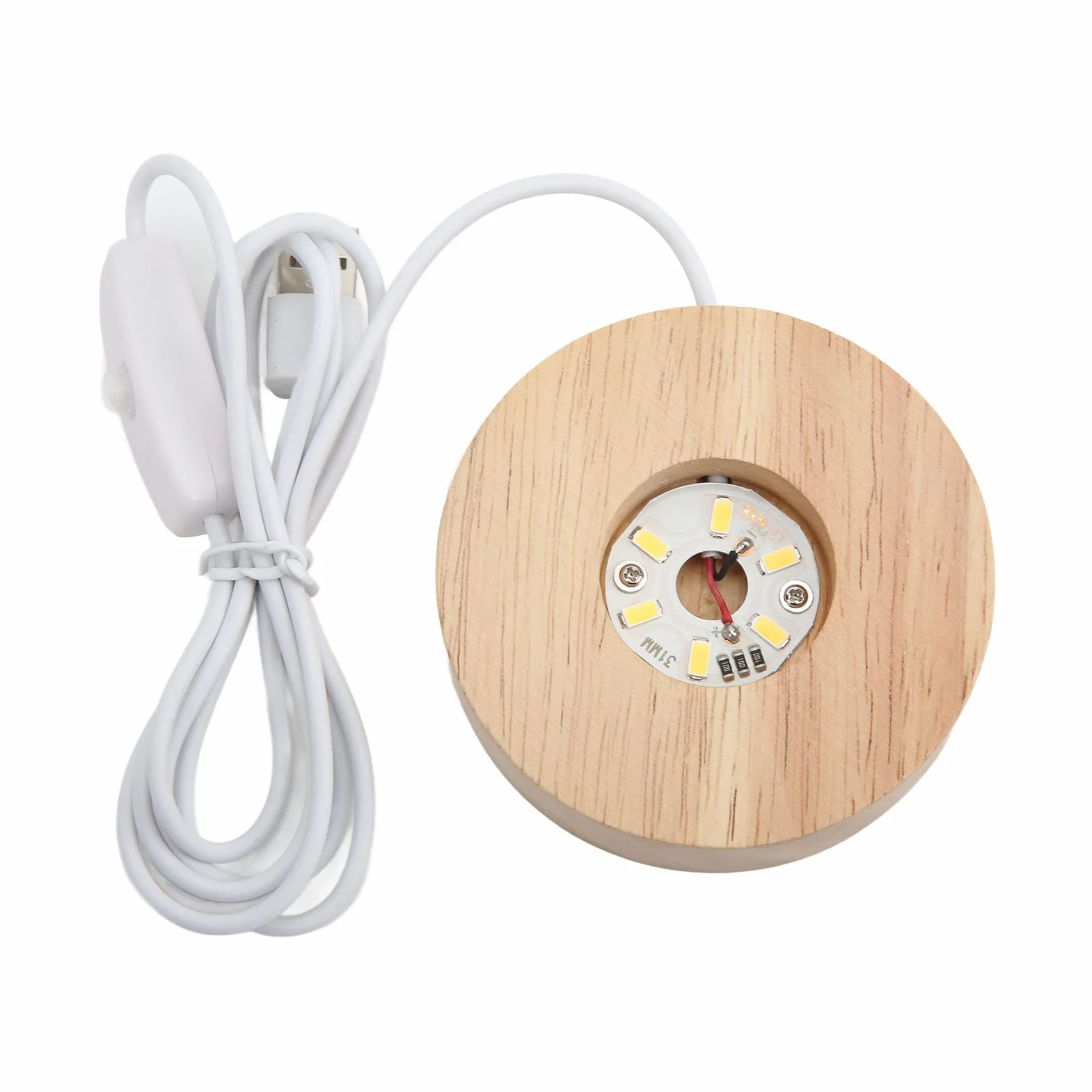 Drewniana Podstawa Wyświetlacza LED, Podstawa światła LED USB Wygodna i Praktyczna, Drewniana Podstawa Wyświetlacza LED do Sztuki żywicy ze Szkła Kryształowego 3D (ciepła, jasna