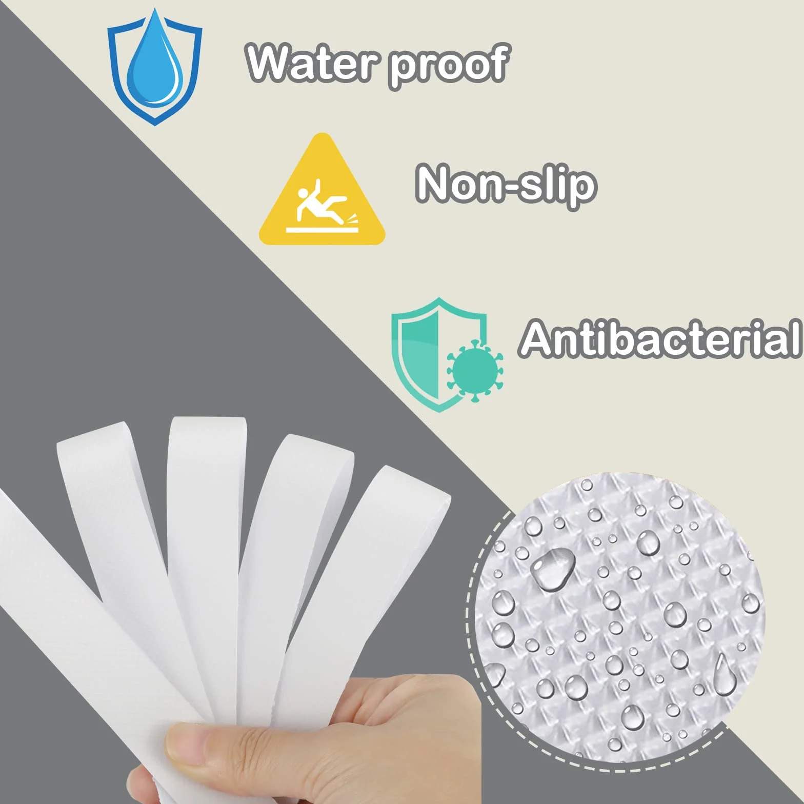 FlyWave Antypoślizgowe paski pod prysznic 24 sztuki, przezroczyste naklejki ze skrobakiem silikonowym