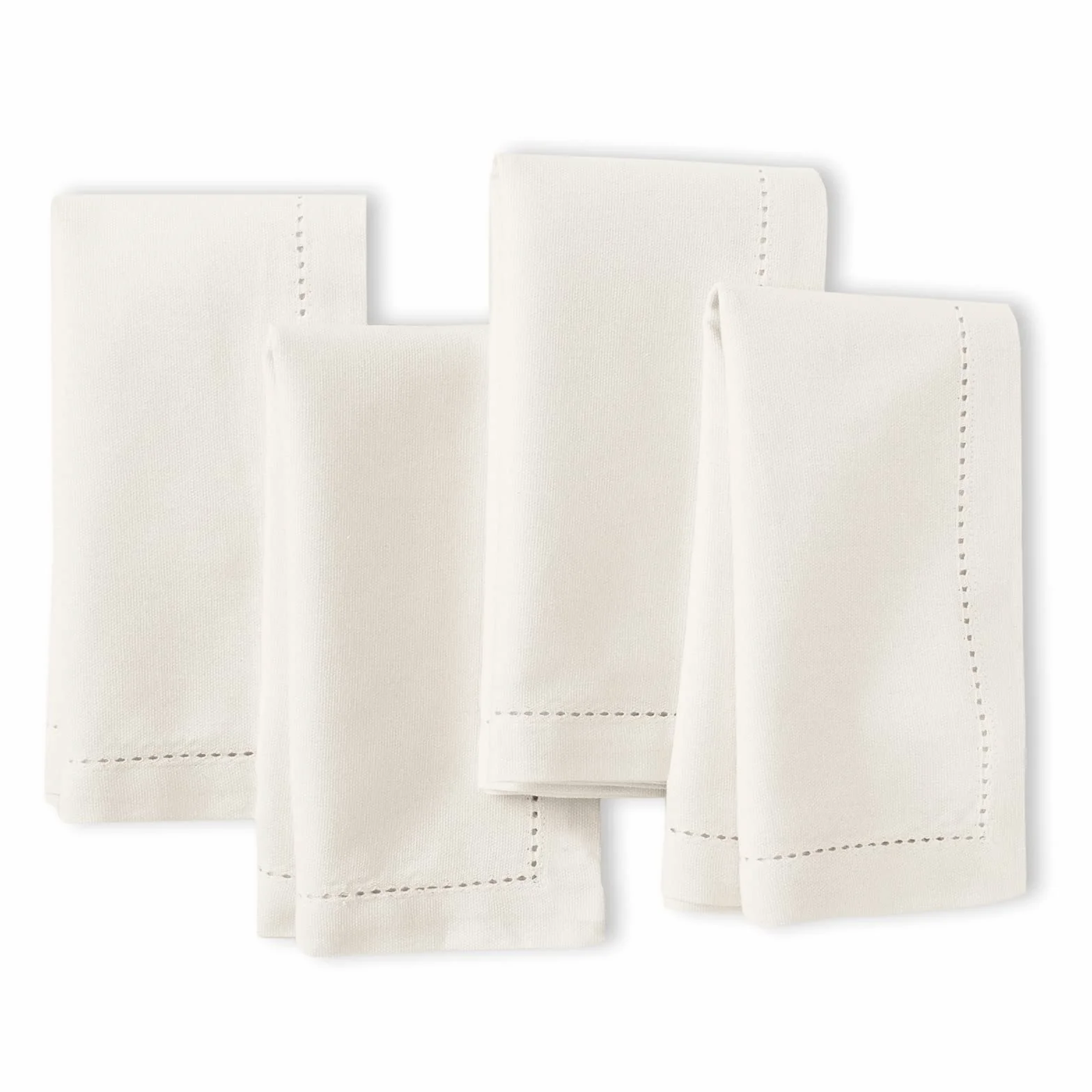 Encasa Homes obszyte serwetki na stół do jadalni, 43 x 43 cm (kwadratowe), naturalne, 100% bawełna – zestaw 4 szt., idealne na imprezę, do domu, kawiarni, restauracji i hoteli, do prania w pralce