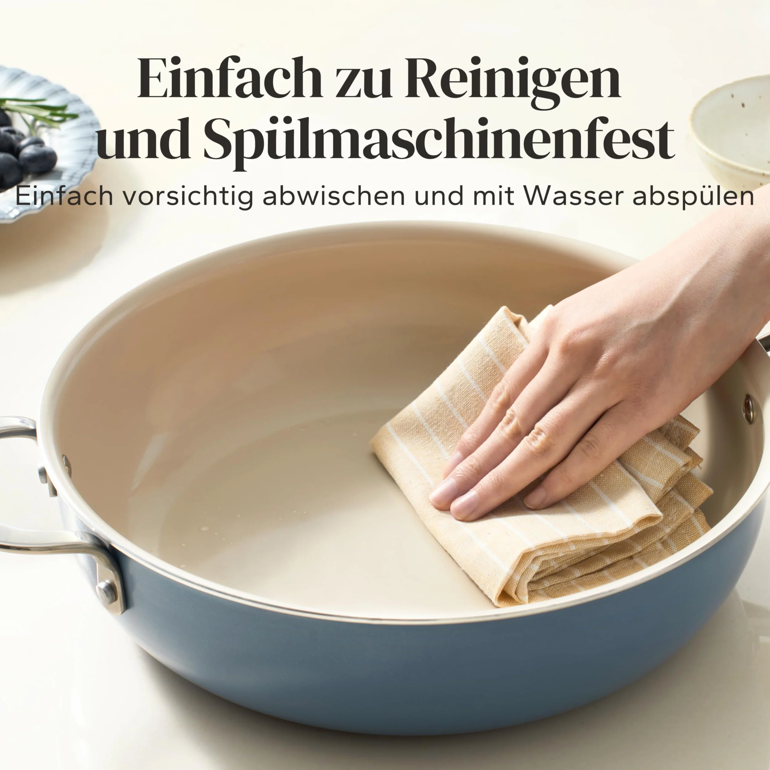 Redchef Patelnia 28 cm, patelnia z pokrywką z powłoką nieprzywierającą, ceramiczna patelnia, patelnia do smażenia indukcyjna z ceramiczną powłoką z uchwytem ze stali nierdzewnej, bez PTFE, bez PFOA