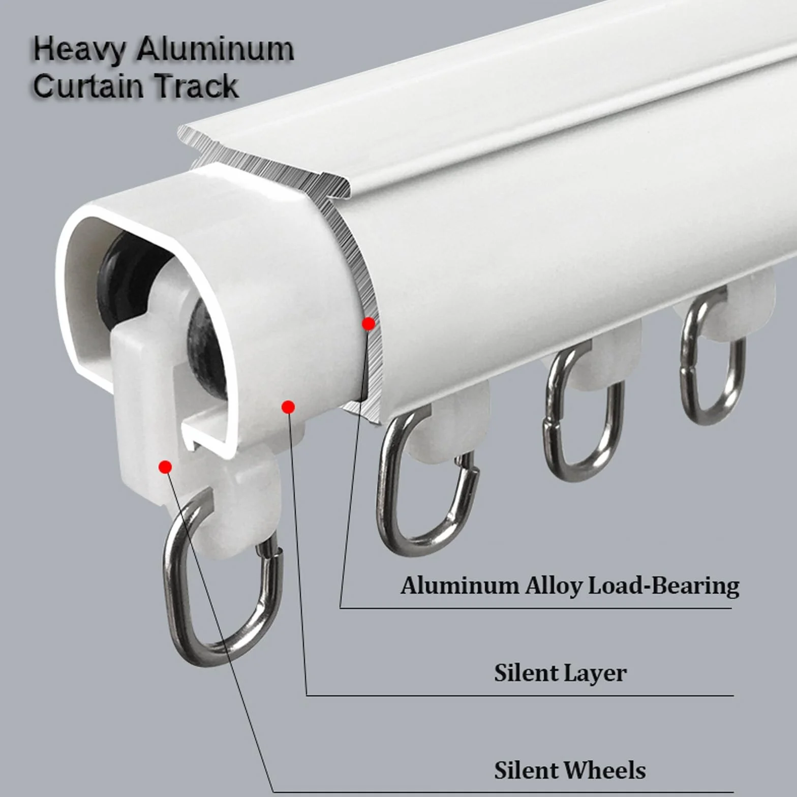 Wytrzymała szyna do zasłon ze stopu aluminium, cichy drążek przesuwny do przegrody pokoju, 100 cm, niebieska szyna do zasłon górnych i łatwa w instalacji