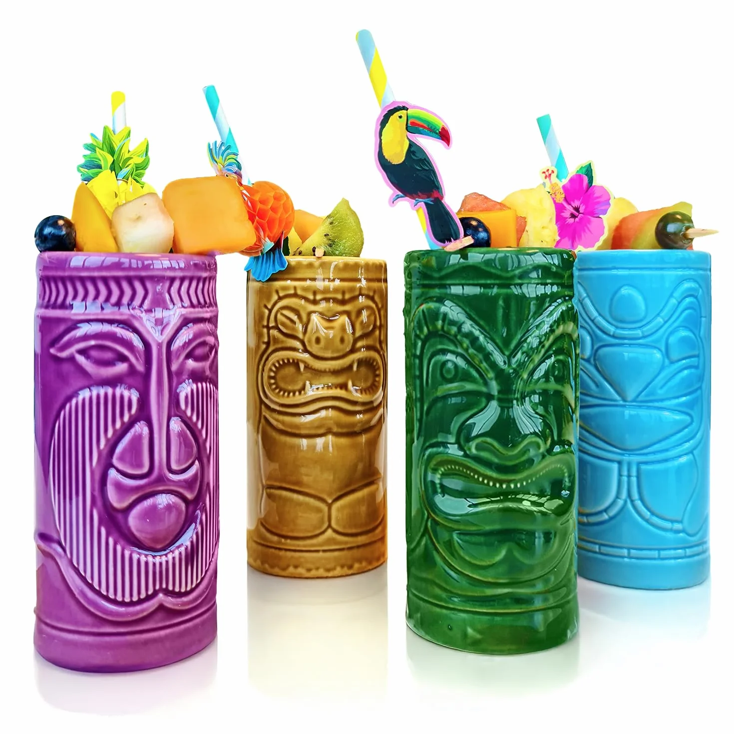 Mikamax Tiki Mugs - Kubki Tiki - Kubki Koktajlowe - Kieliszki do Koktajli - Kubki Ceramiczne - Kubki Barowe - Kieliszki Imprezowe - Kompletny Zestaw