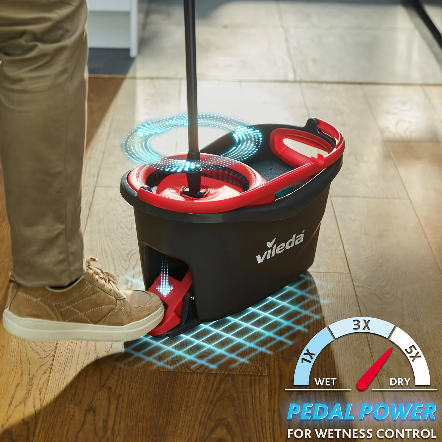 Vileda Turbo Easywring & Clean Mop, Szary/Czerwony, 48,6 x 29,6 cm