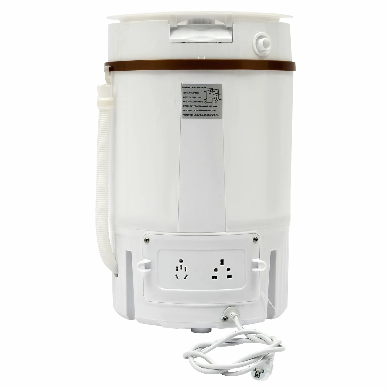 Przenośna mini pralka 4,5 l, mini pralka z wirowaniem, z wężem dopływowym/koszem odwadniającym, na kemping/do domu, do sypialni, skarpety, bielizny, kolor biały