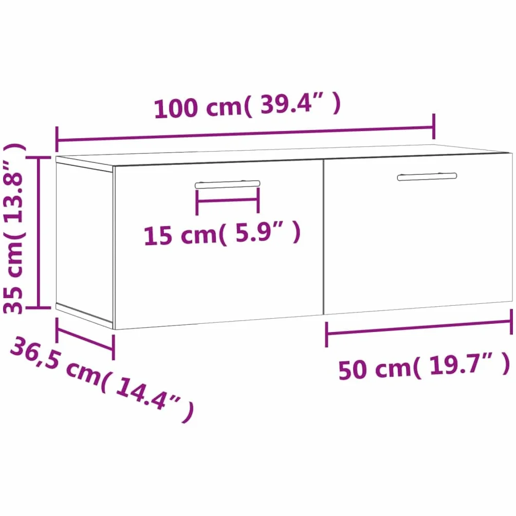 vidaXL Szafka wisząca szarość betonu 100x36,5x35 cm