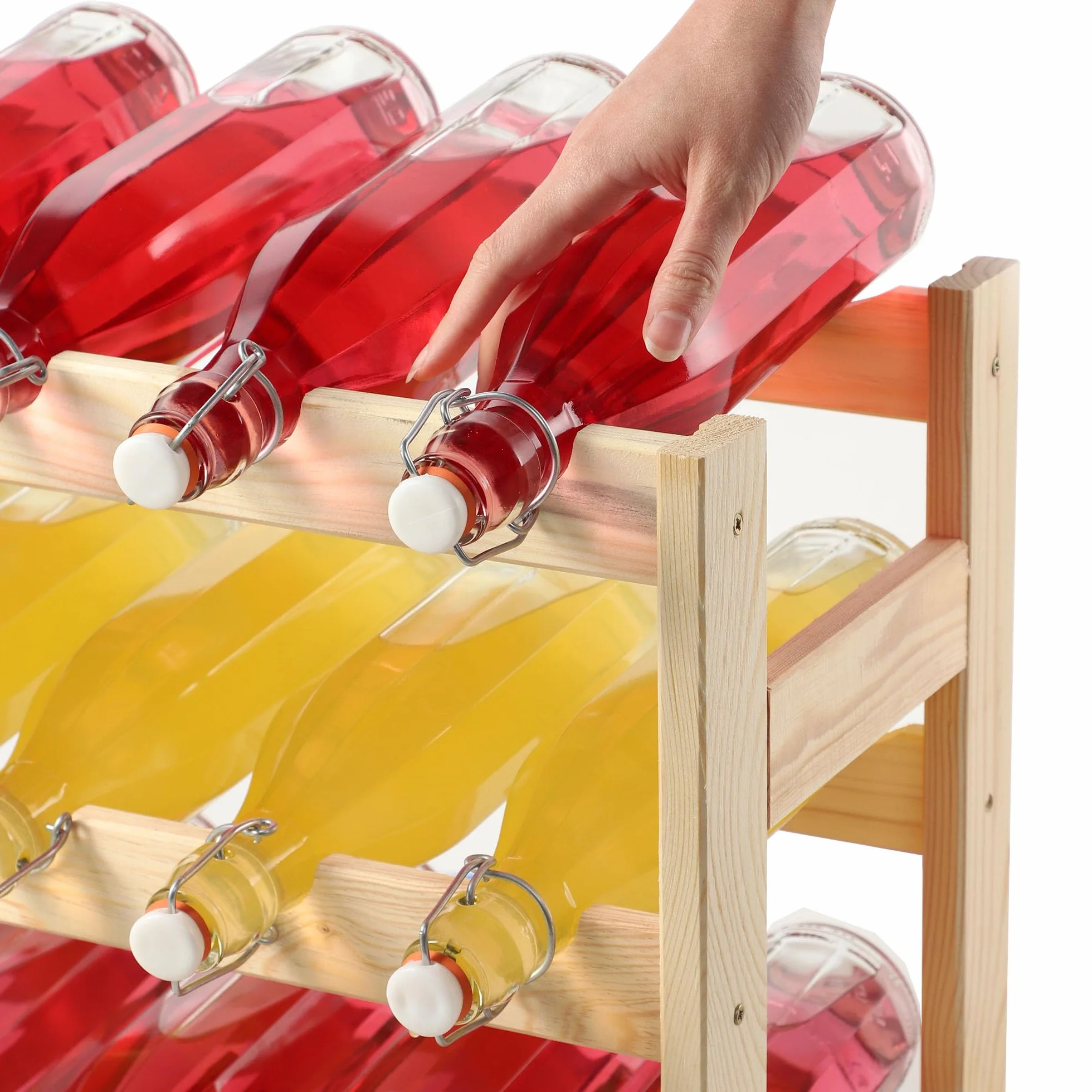 KADAX Regał na wino z drewna sosnowego, na 20 butelek, stojak do kuchni i salonu, stabilna konstrukcja, łatwy montaż, kompaktowe wymiary 53x25 cm
