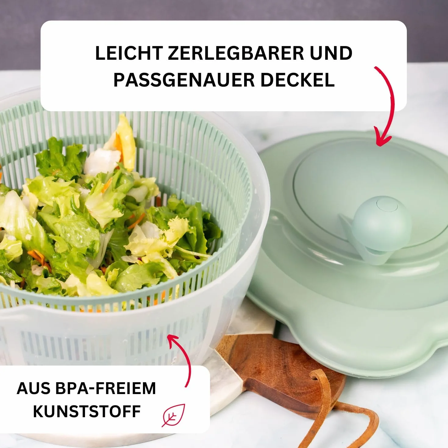 Westmark Wirówka do Sałaty, Pojemność 5 Litrów, Ø 26 cm, Tworzywo Sztuczne, Bpa-Free, Fortuna, Kolor Przezroczysty, Zielony, 2432224M