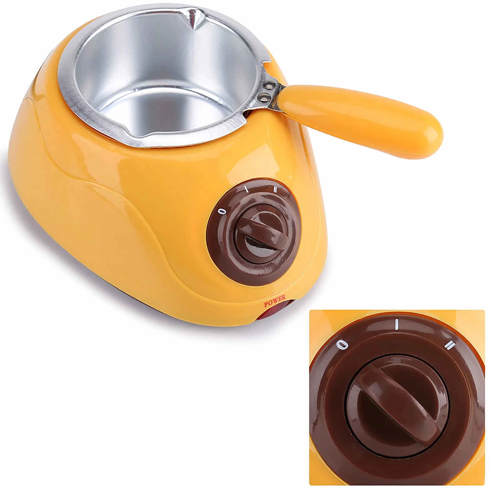 Zestaw do wytapiania czekolady, fondue, elektryczna maszyna do topienia sosów karmelowych, marshmallows, serów DIY, cukierków, z zestawem akcesoriów na noclegi, urodziny, dla kobiet i dzieci (żółty)