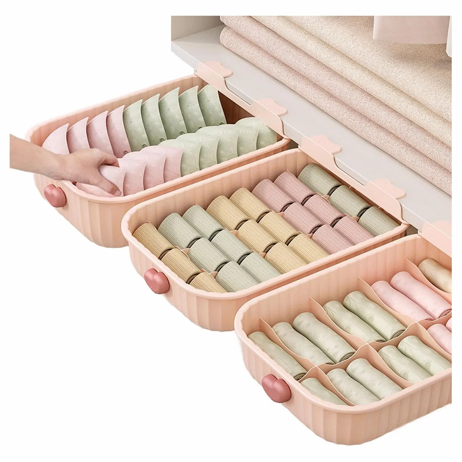 szuflada pod biurkiem, Organizer na biustonosze, majtki, skarpetki, szuflada ubrania, domowe, różowa 4, rozmiar(Pink1)
