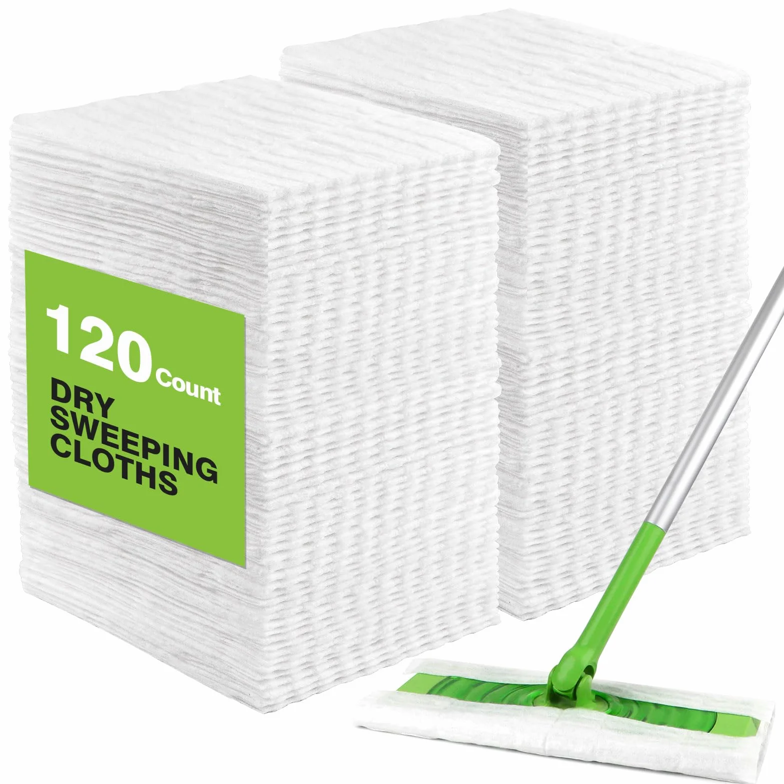 HOMEXCEL Podkładki do zamiatania na sucho kompatybilne z zamiatarką Swiffer - jednorazowe wkłady do kurzu podkładki do mopa do mopa i czyszczenia podłóg, 120 sztuk