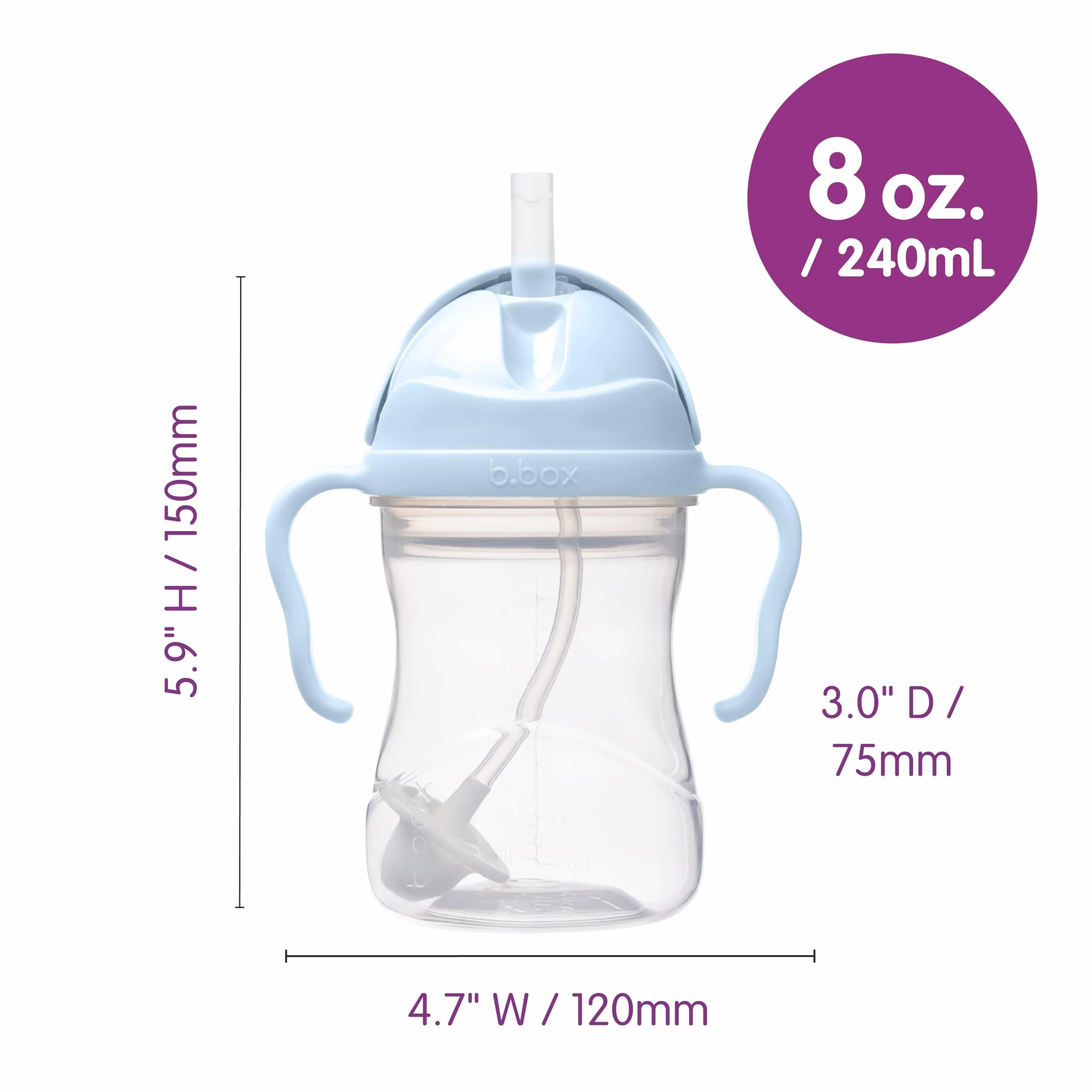 B.Box Kubeczek Niekapek, Tworzywo Sztuczne, Jasnoniebieski, 240 ml