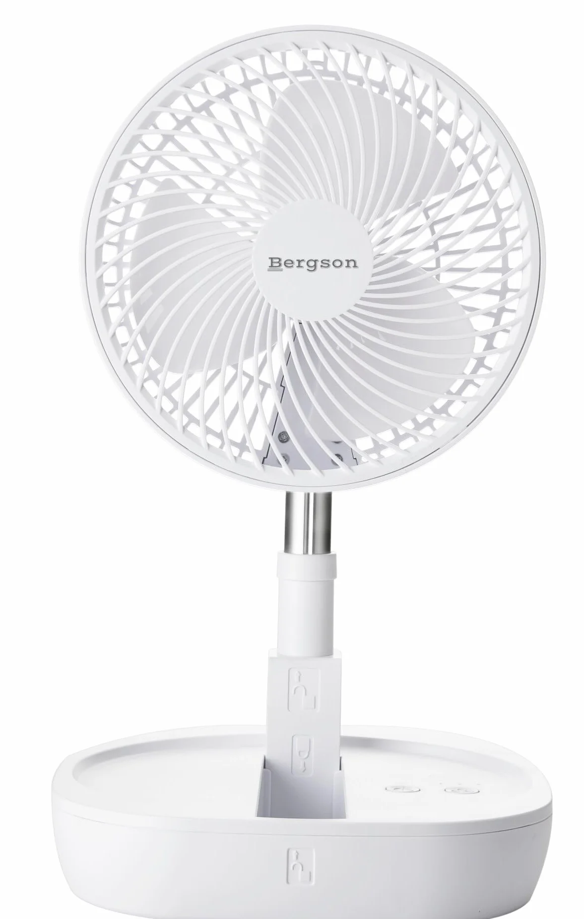 BERGSON Przenośny wentylator teleskopowy 20 cm 8,6", składany wentylator biurkowy, 3 prędkości, akumulator litowo-jonowy USB C 3,7 V, regulowana wysokość 13-82 cm