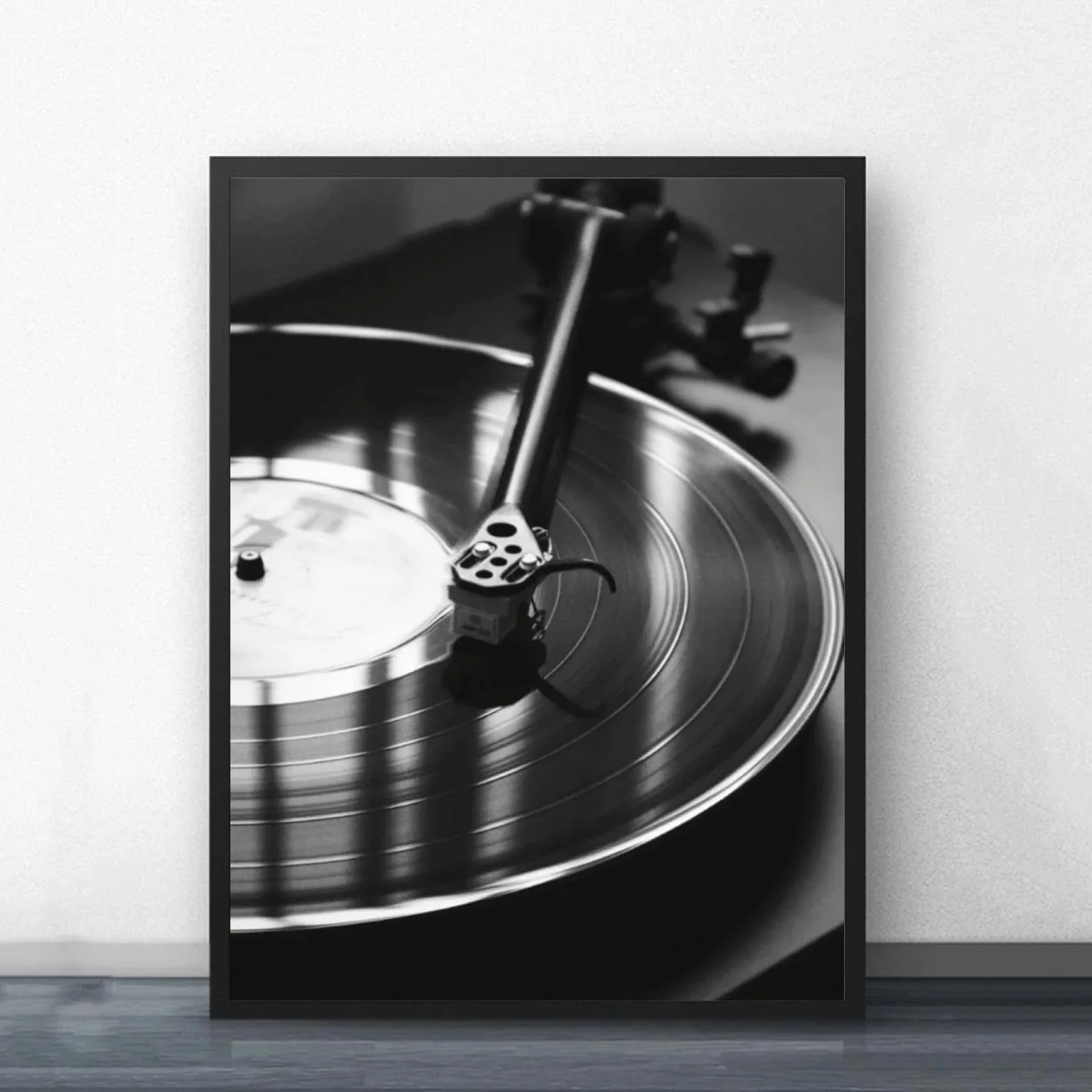 ZHAOLIN Płyta winylowa plakat czarno-biały HD druk na płótnie, muzyka płyta winylowa retro sztuka fotografia obraz, dekoracja domu, sztuka ścienna, 80 x 120 cm, bez ramy