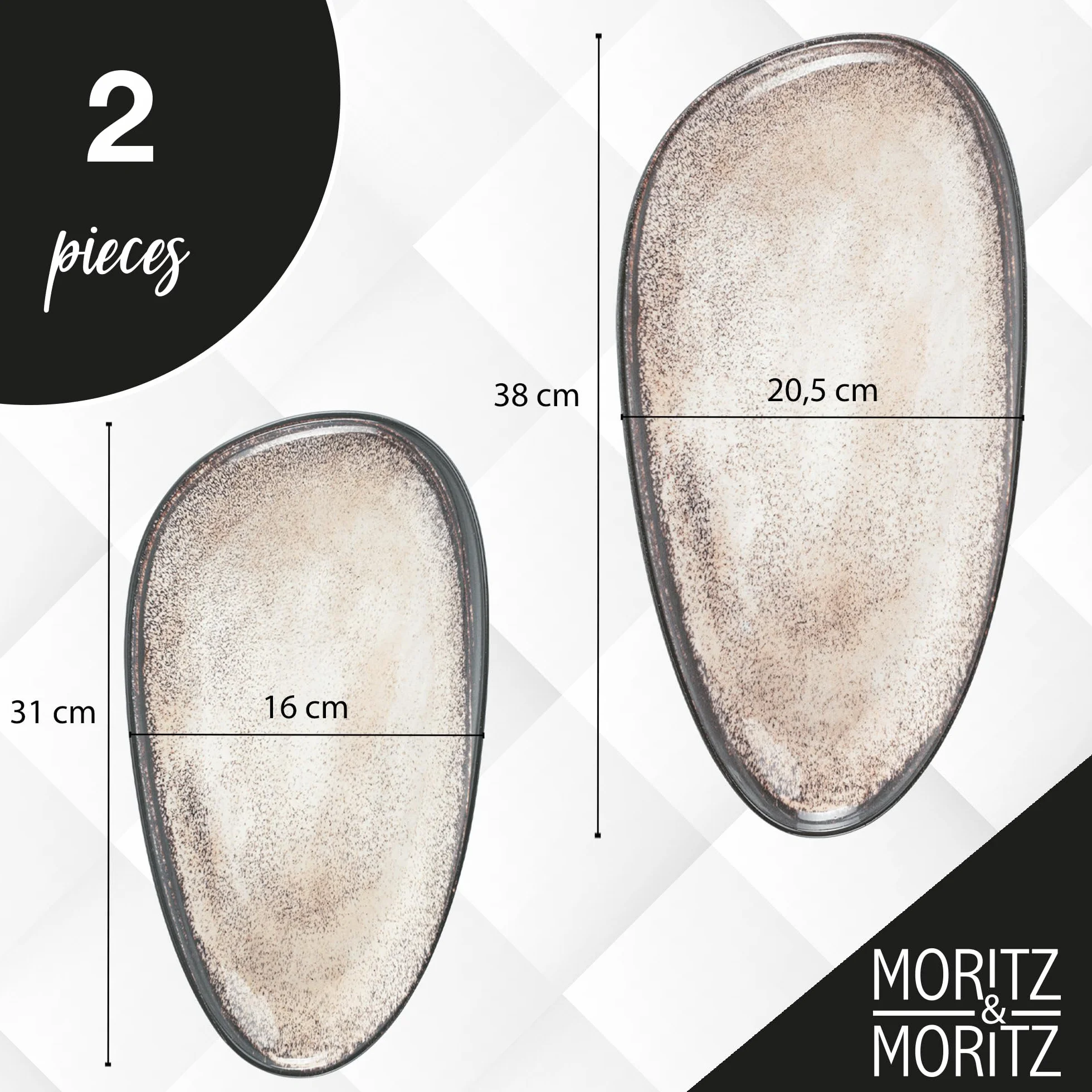 Moritz & Moritz VIDA zestaw talerzy do serwowania beżowych - 2 x duże talerze z wysokiej jakości porcelany, nowoczesne i ponadczasowe, nadają się do kuchenki mikrofalowej i mycia w zmywarce - idealne