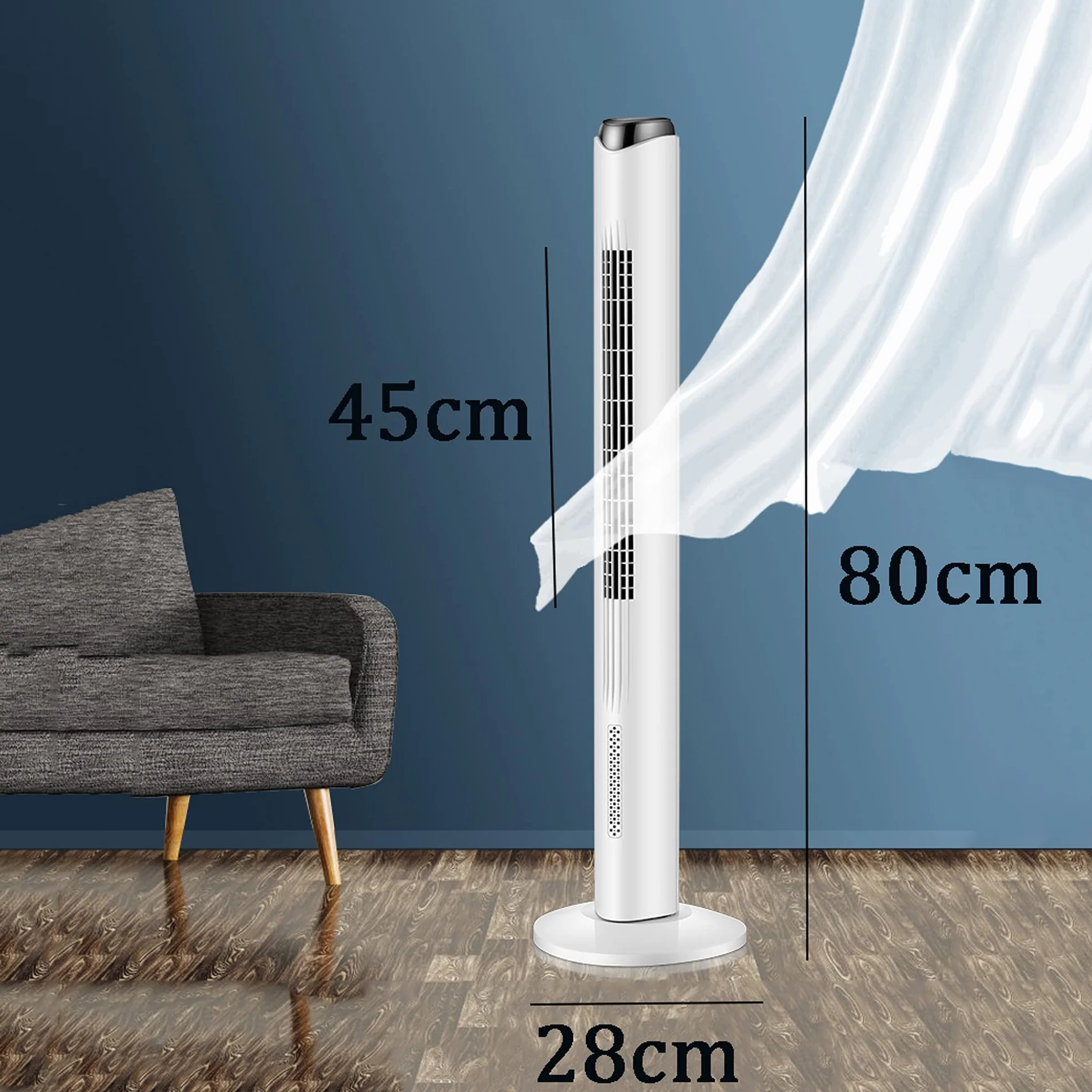 WENJUN Wentylator kolumnowy z pilotem zdalnego sterowania, 3 ciche poziomy prędkości, moc 45 W, funkcja obrotowa, oscylacja, wentylator kolumnowy, 80 cm, mobilny wentylator