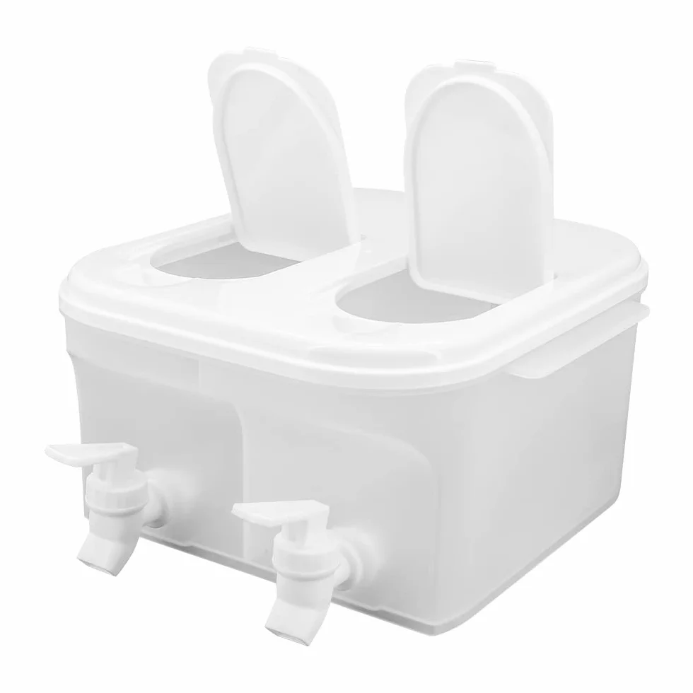 Dozownik wody w lodówce 5 l, szczelny plastikowy dozownik mleka do napojów z kranem, dozownik do napojów o dużej pojemności z kranem, dzbanek na wodę do wielokrotnego napełniania do robienia herbaty i soków (25,5 x 24,5 x 13 cm)