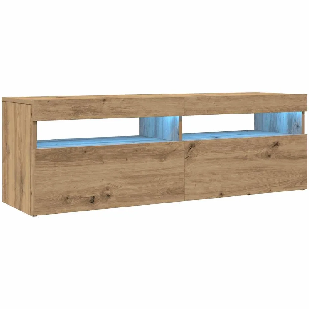vidaXL Szafka pod TV z oświetleniem LED, dąb artisan, 120x35x40 cm
