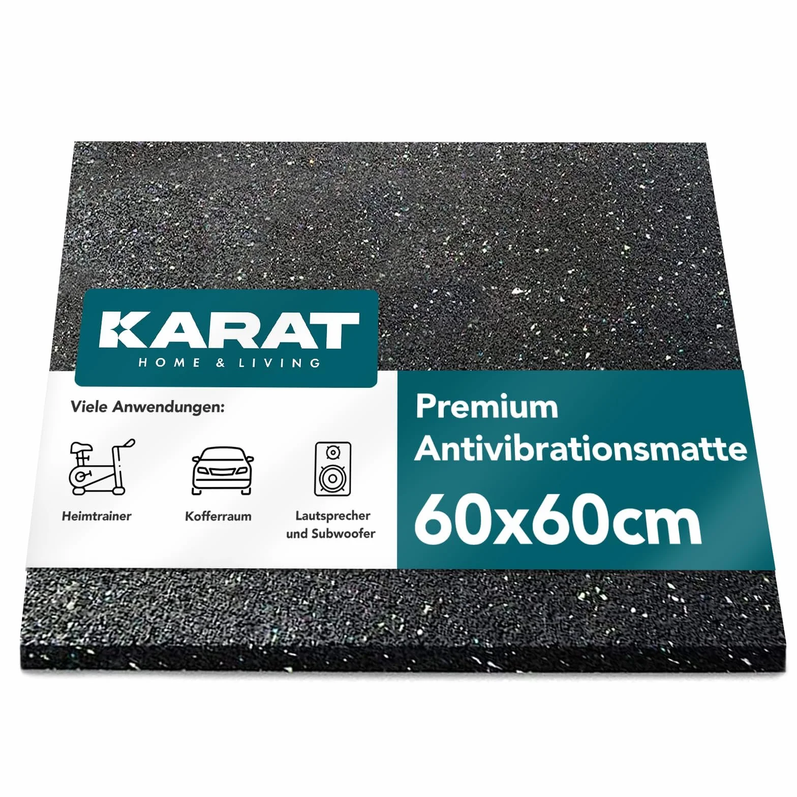 KARAT Mata antywibracyjna 60 x 60 cm, grubość 5 mm – możliwość przycięcia, podkładka antywibracyjna do pralki i suszarki, gumowa podkładka, podkładka pod pralkę, mata wygłuszająca, gumowa mata