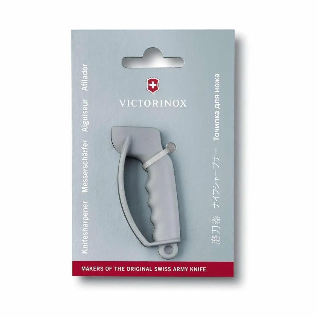 Victorinox Messerschärfer klein Sharpy, für Taschenmesser und Wellenschliff, Ergonomischer Griff, Kunststoff, grau