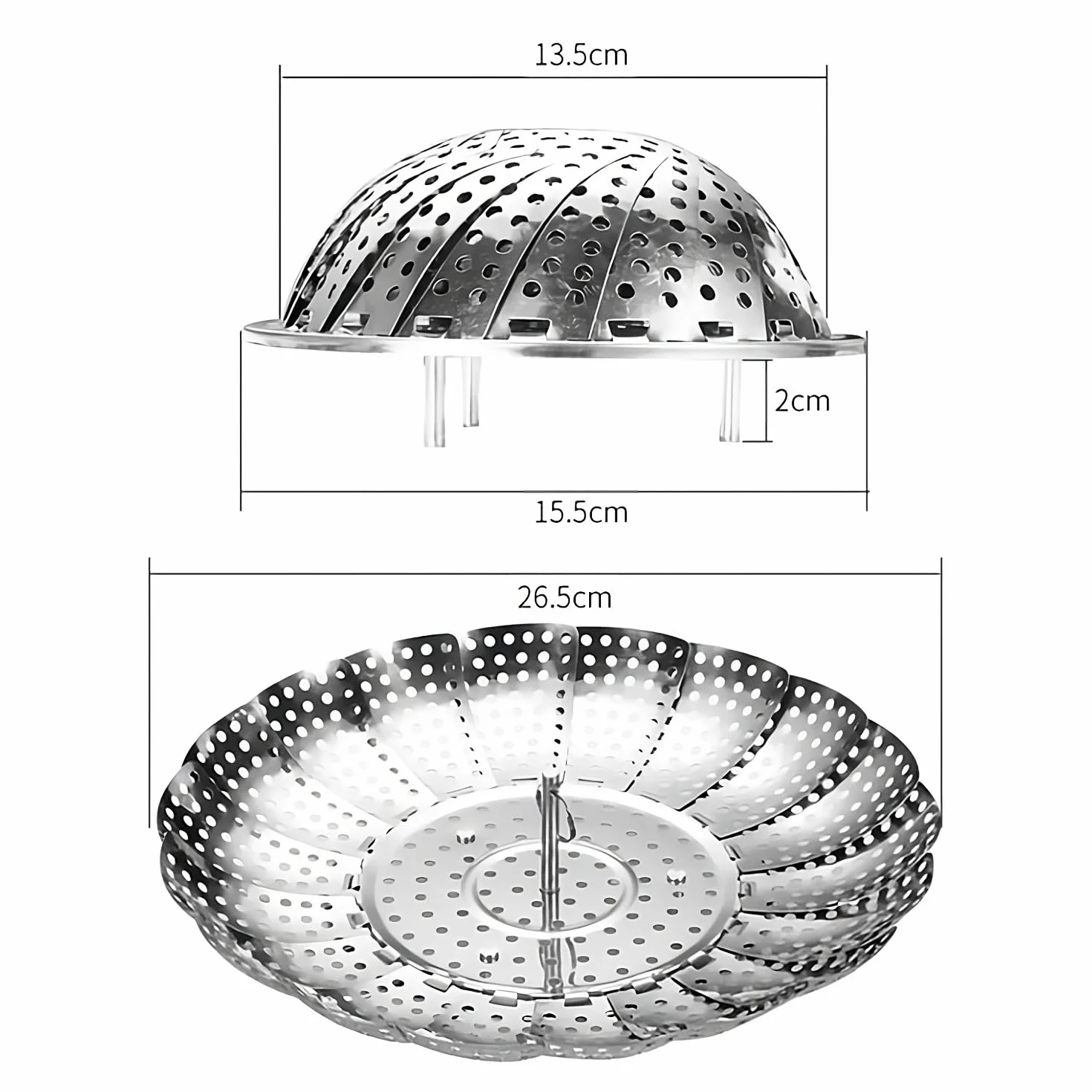 Parowar ze stali nierdzewnej | nasadka do gotowania na parze do garnków 13,5 cm – 26,5 cm | wkład do gotowania na parze – kwiat do gotowania warzyw / ryb / pokarmu dla niemowląt