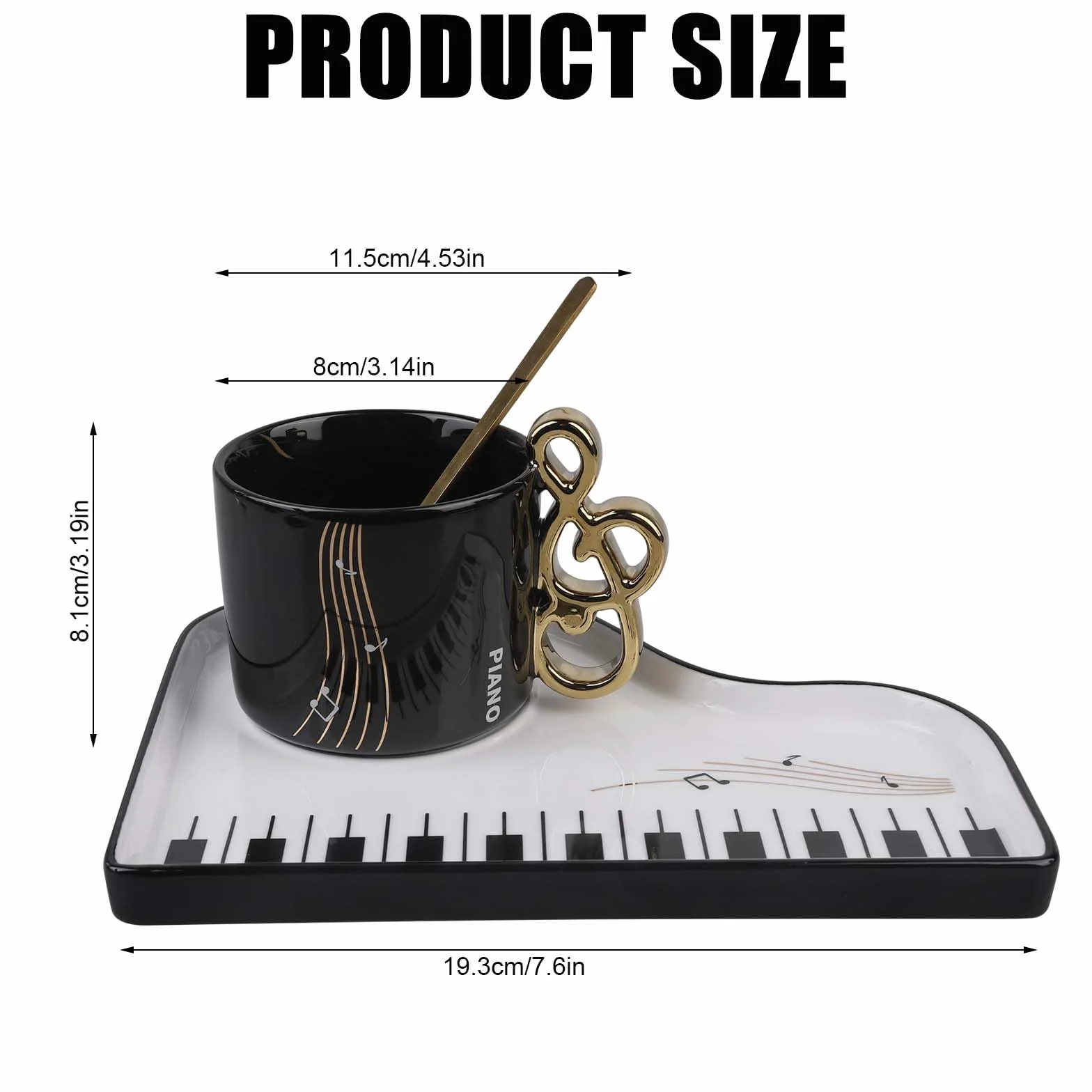 Filiżanka do kawy na fortepianie, 200 ml, ceramiczne kubki do kawy, filiżanki, spodki, zestaw filiżanek do cappuccino ze spodkami i łyżeczką, porcelanowy kubek muzyczny, filiżanka do espresso dla