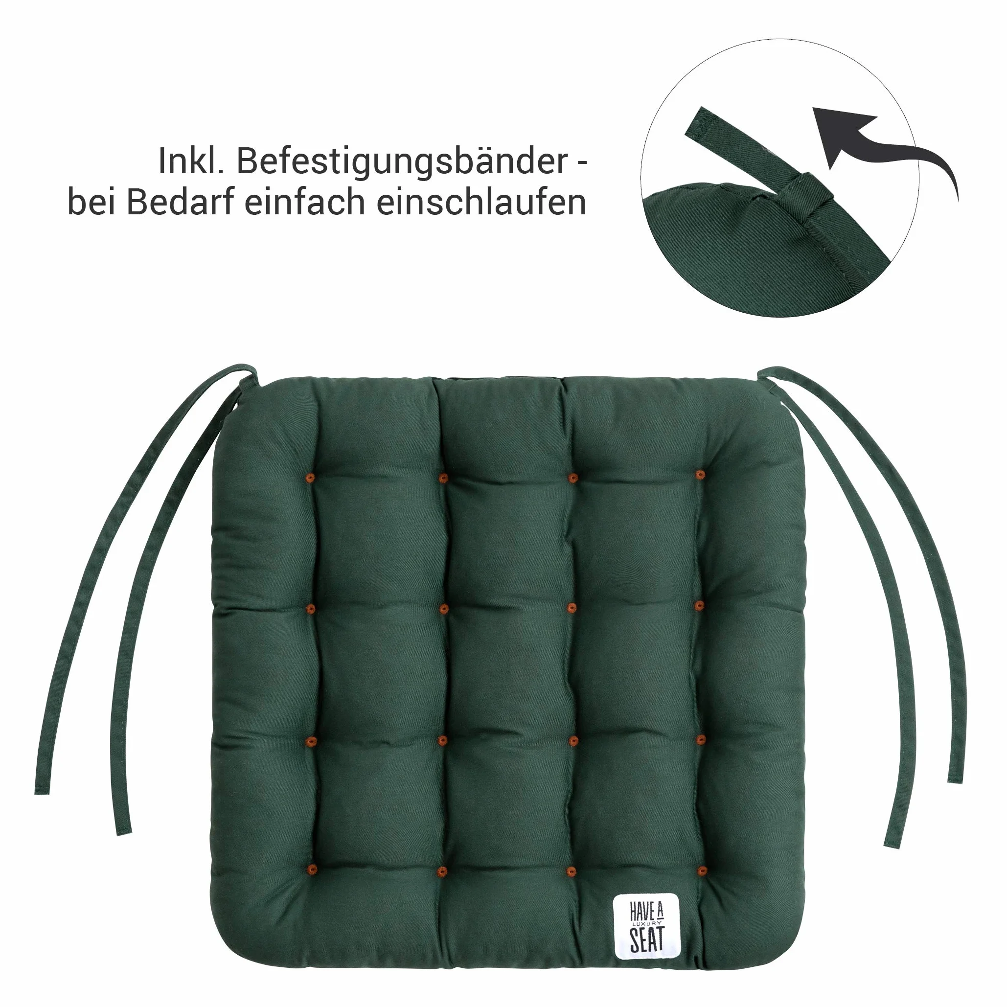 Poduszka do siedzenia 40 x 40 cm (2 szt.) – wygodna poduszka na krzesło – ortopedyczna poduszka na siedzisko – do użytku wewnątrz i na zewnątrz, nadaje się do prania w temperaturze do 95°C (kolor zielony mech, zestaw 2 szt. – 40 x 40 cm)