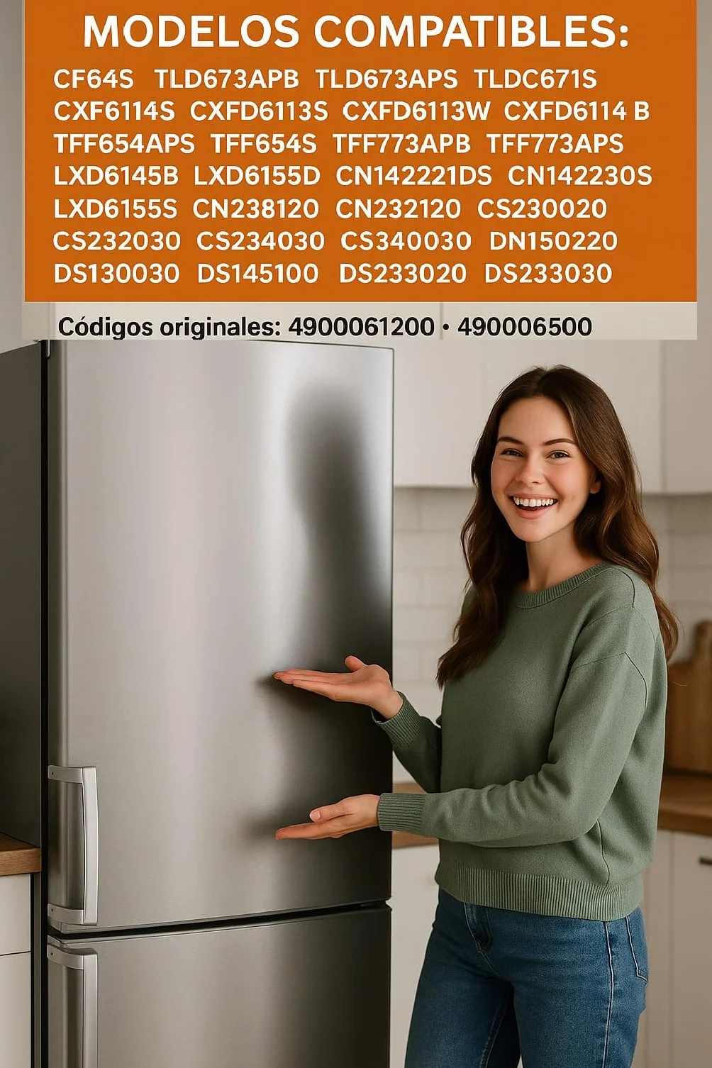 Recamania BEKO 4900061200 4900060500 4900060500 4872691600 uchwyt drzwiowy do lodówki i zamrażarki - kolor srebrny - długość 26 cm | Odstęp między śrubami 23 cm