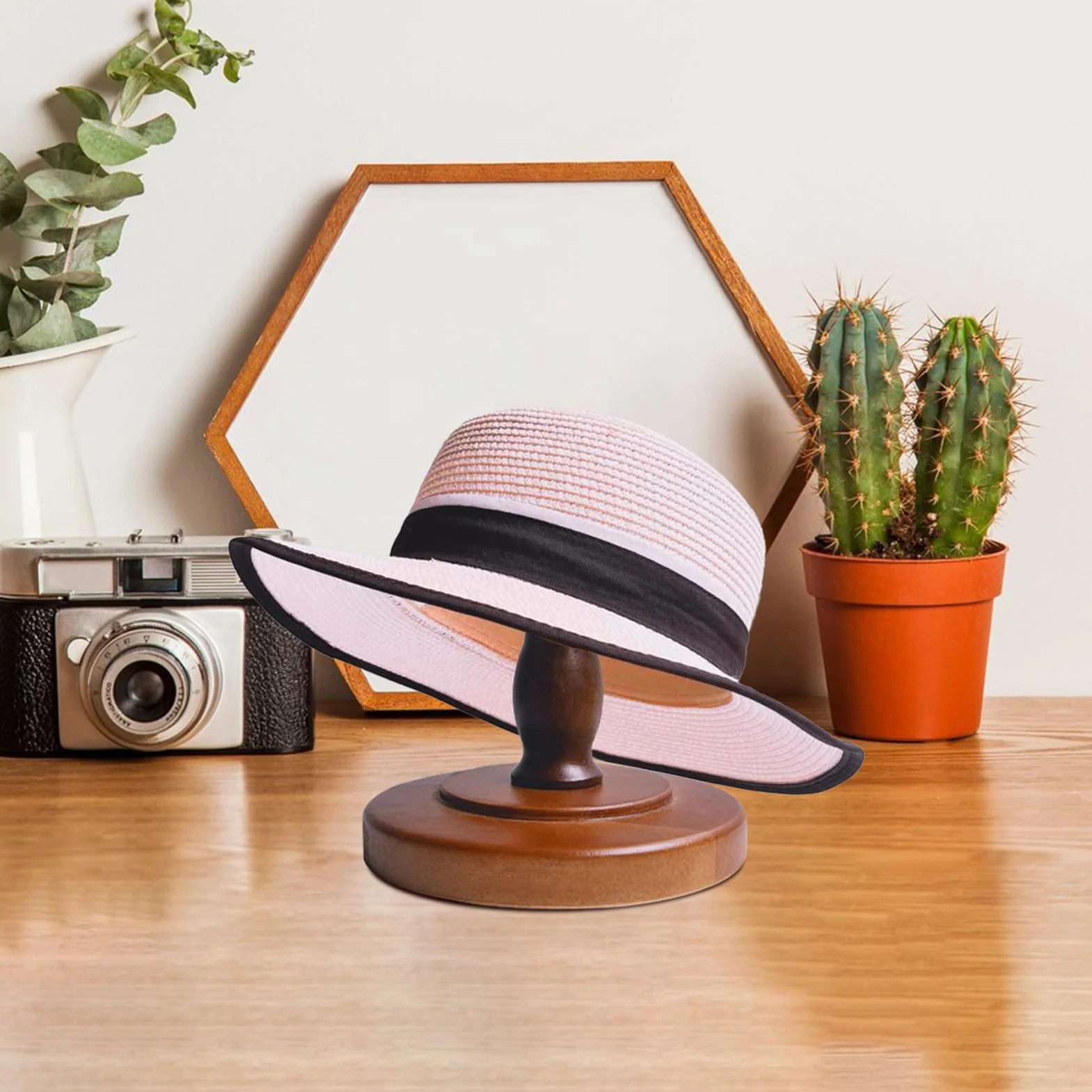 Stojak na kapelusze w stylu vintage rustykalny brązowy stojak ekspozycyjny na kapelusz stołowy organizer na kapelusze kowbojskie uchwyt na perukę i kask stojaki na szafę, wystrój domu, mały