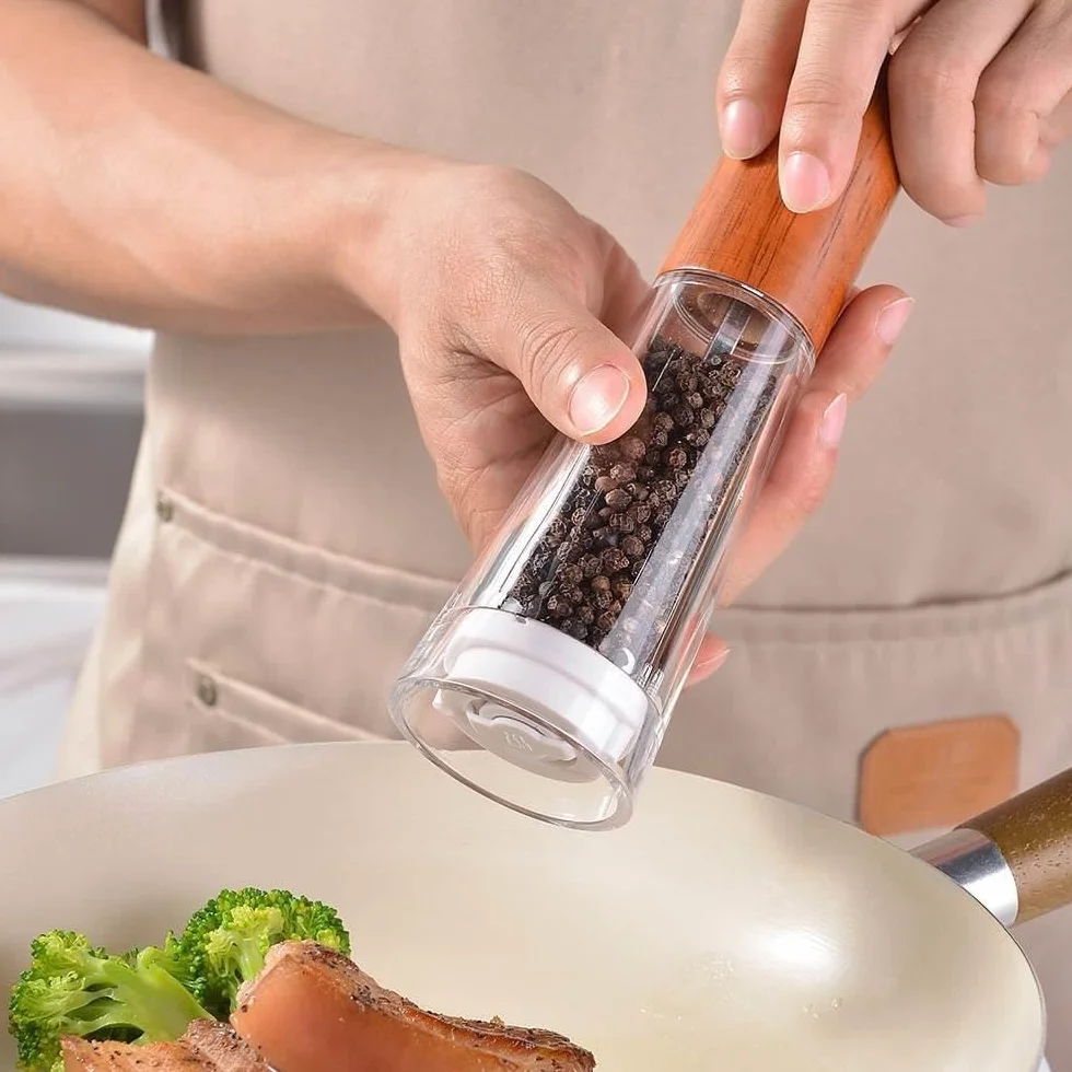 Zestaw młynka do soli i pieprzu, Ręczna butelka na przyprawy do mielenia pieprzu kuchennego, odpowiednia kuchni domowej, restauracyjnej, młynka lub soli zbierania zewnątrz(B)