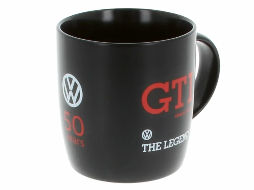 BRISA VW Collection – Volkswagen ceramiczna filiżanka do kawy/herbaty/cappuccino w designie GTI (370 ml/GTI 50 lat/czarny)