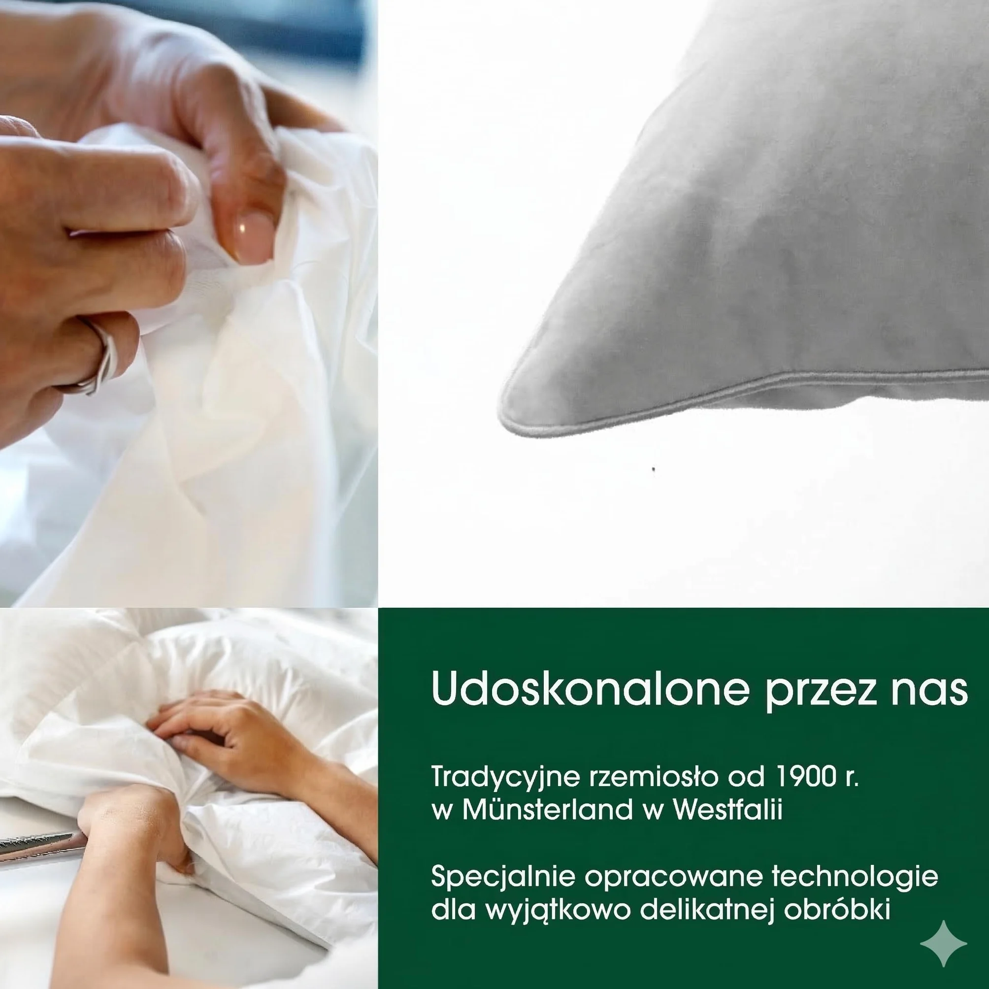 Premium de Luxe Poduszka Puchowa 60 x 70 cm - Made in Germany, 100% Bawełna, 3-Komorowa, Dla Alergików