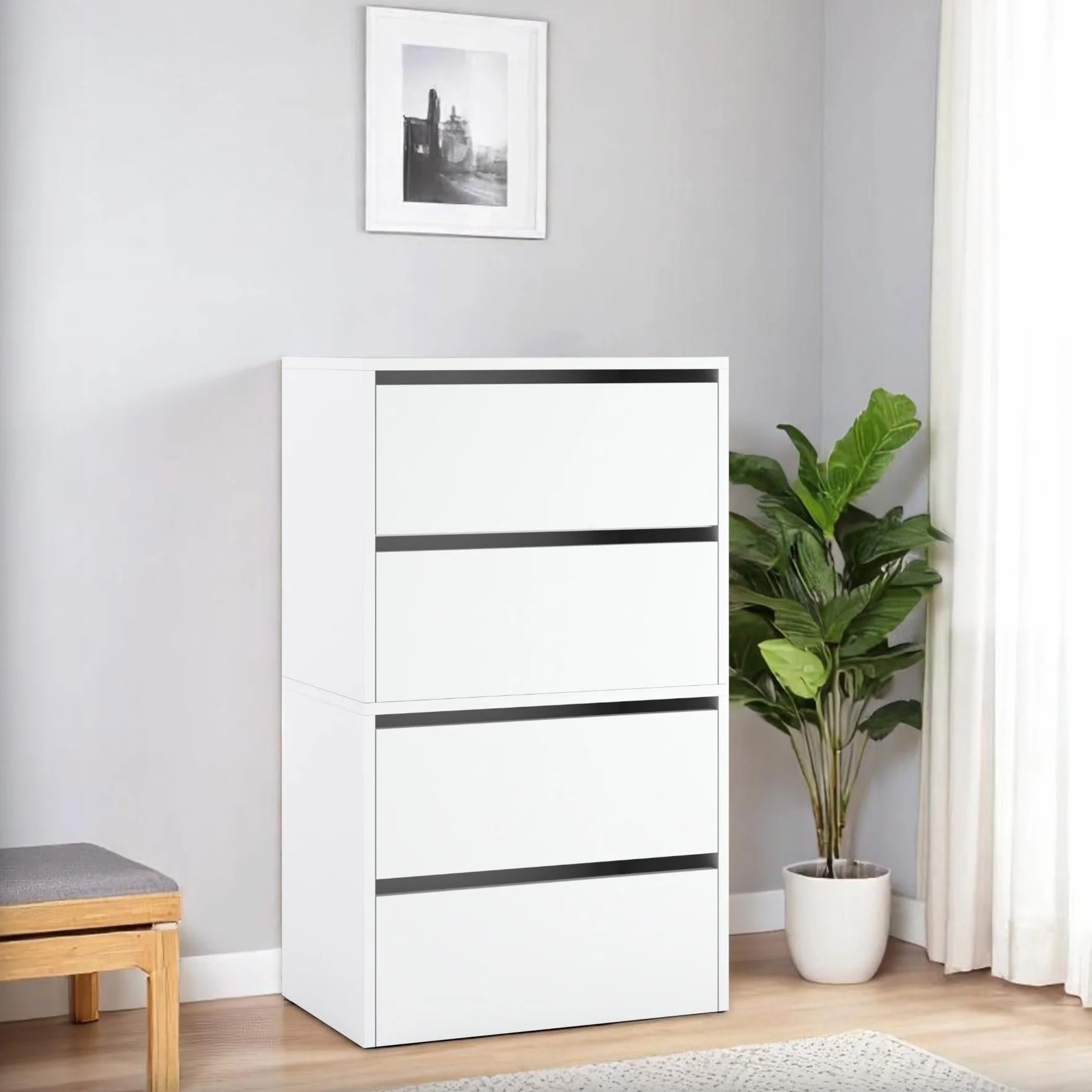 Szafka Na Buty Biała Regał Na Obuwie Do Przedpokoju 60cm Stojak Półka Biały