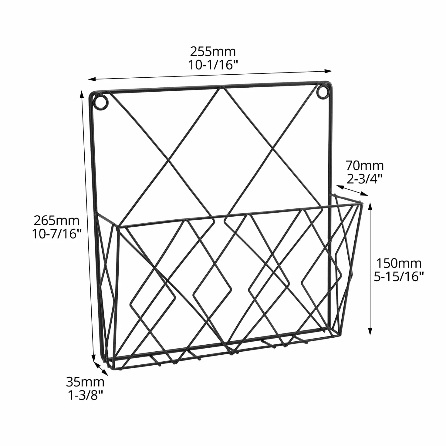 QWORK ścienny uchwyt na gazety 26x25 cm metalowy stojak czarny