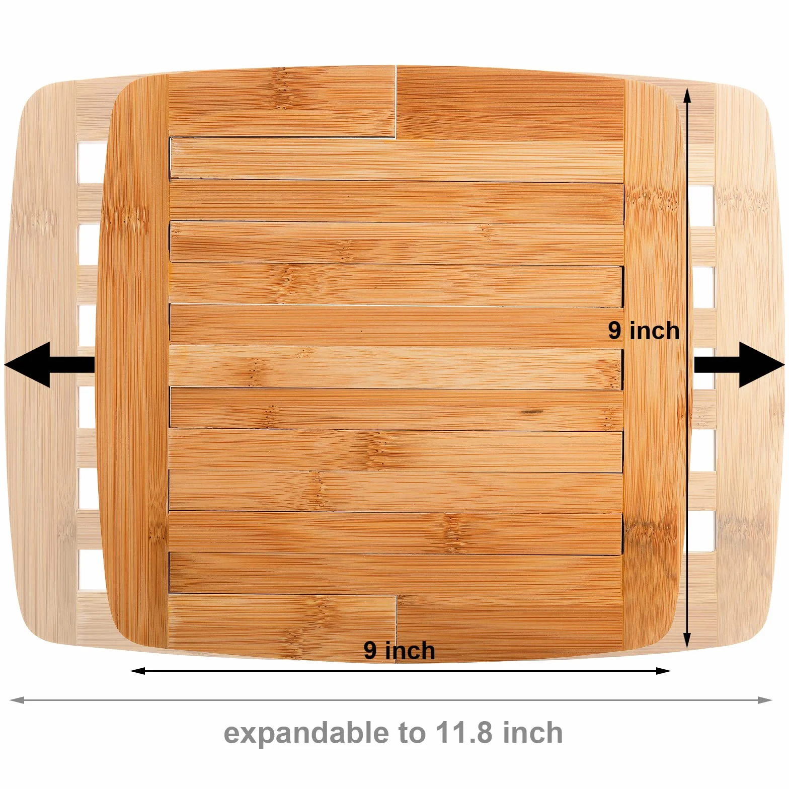 Yarlung Bambusowa podkładka pod talerze z możliwością rozszerzenia, 25 cm do 30 cm, kwadratowa podkładka pod gorące podkładki, drewniana mata odporna na wysoką temperaturę do gorących naczyń, misek,