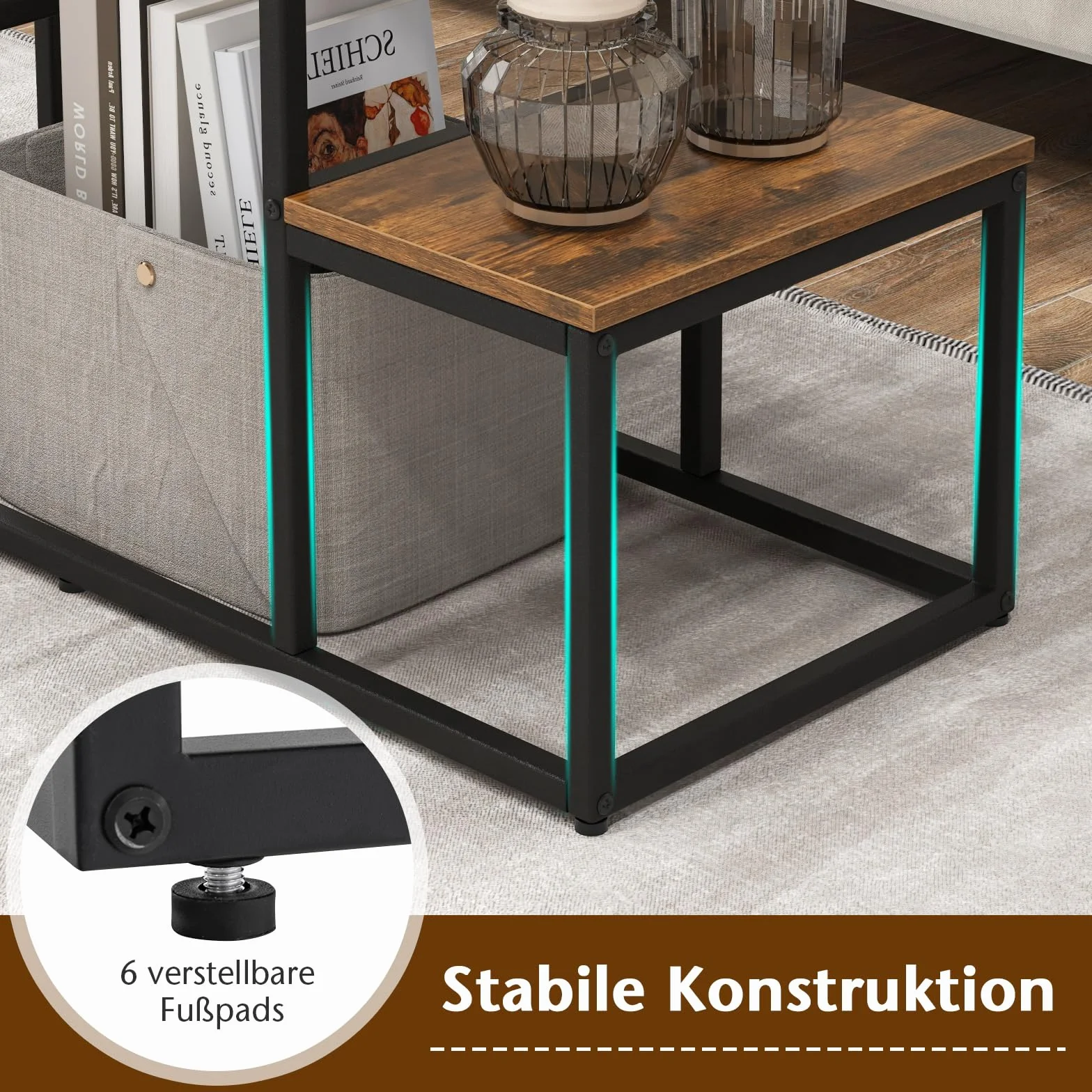 GOPLUS Konsola TV do 50" z Półkami Metalowa Rama 108x40x65 cm Rustykalny Brąz