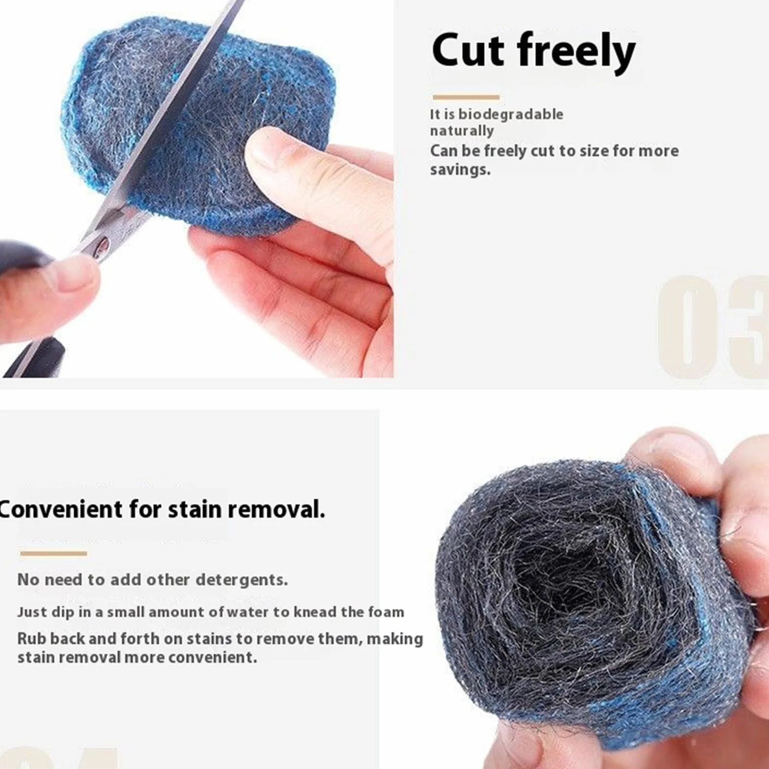 Steel Wool Soap Pads - Heavy Duty Scrubbers for Tough Grease Removal | 10-Pack Stainless Cleaning Pads with Built-In Soap, Sturdy Scouring Sponges for Cookware Pots Home Use, 8x6x2cm